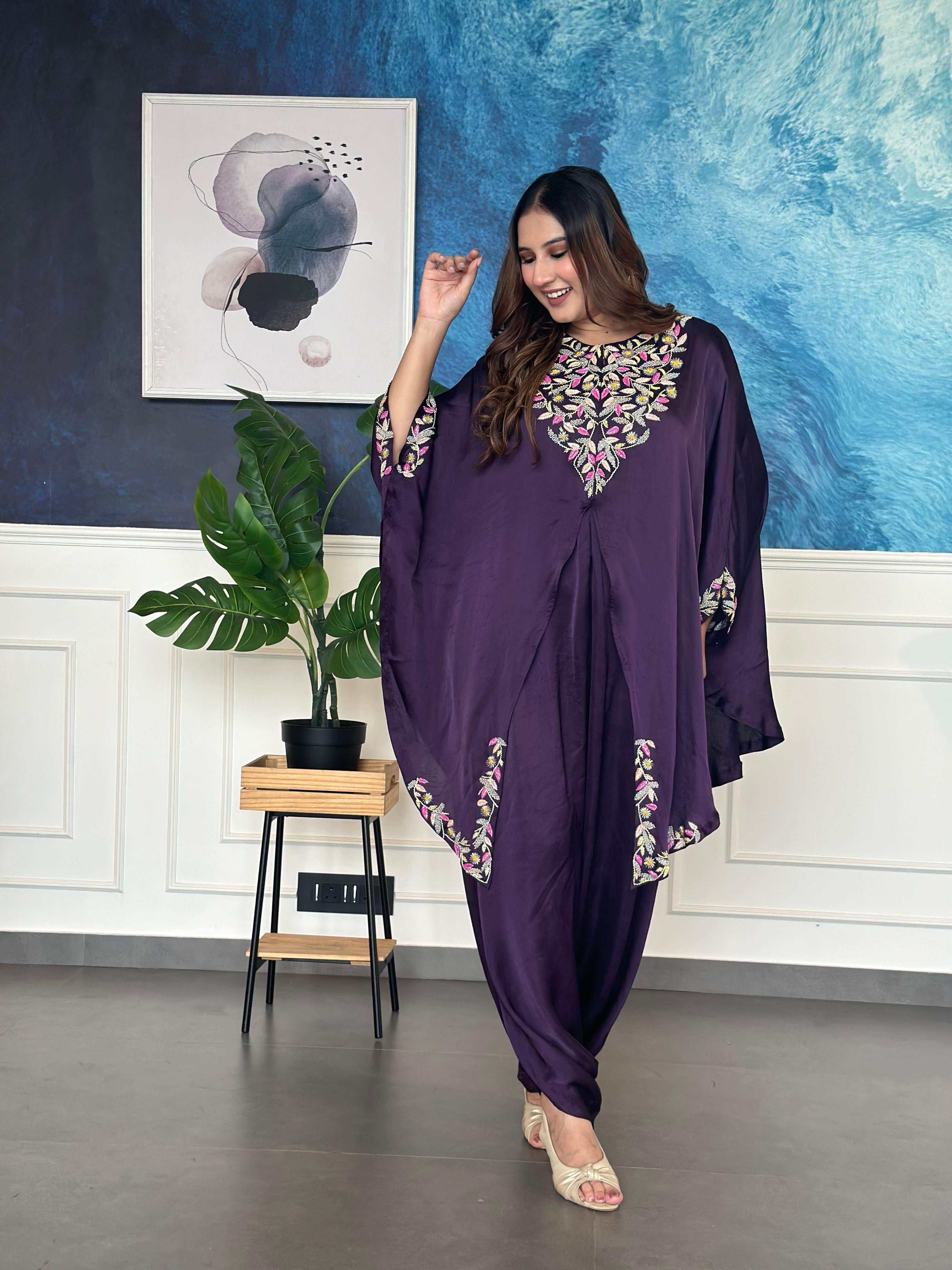 Violet Dhoti Style Layered Jumpsuit