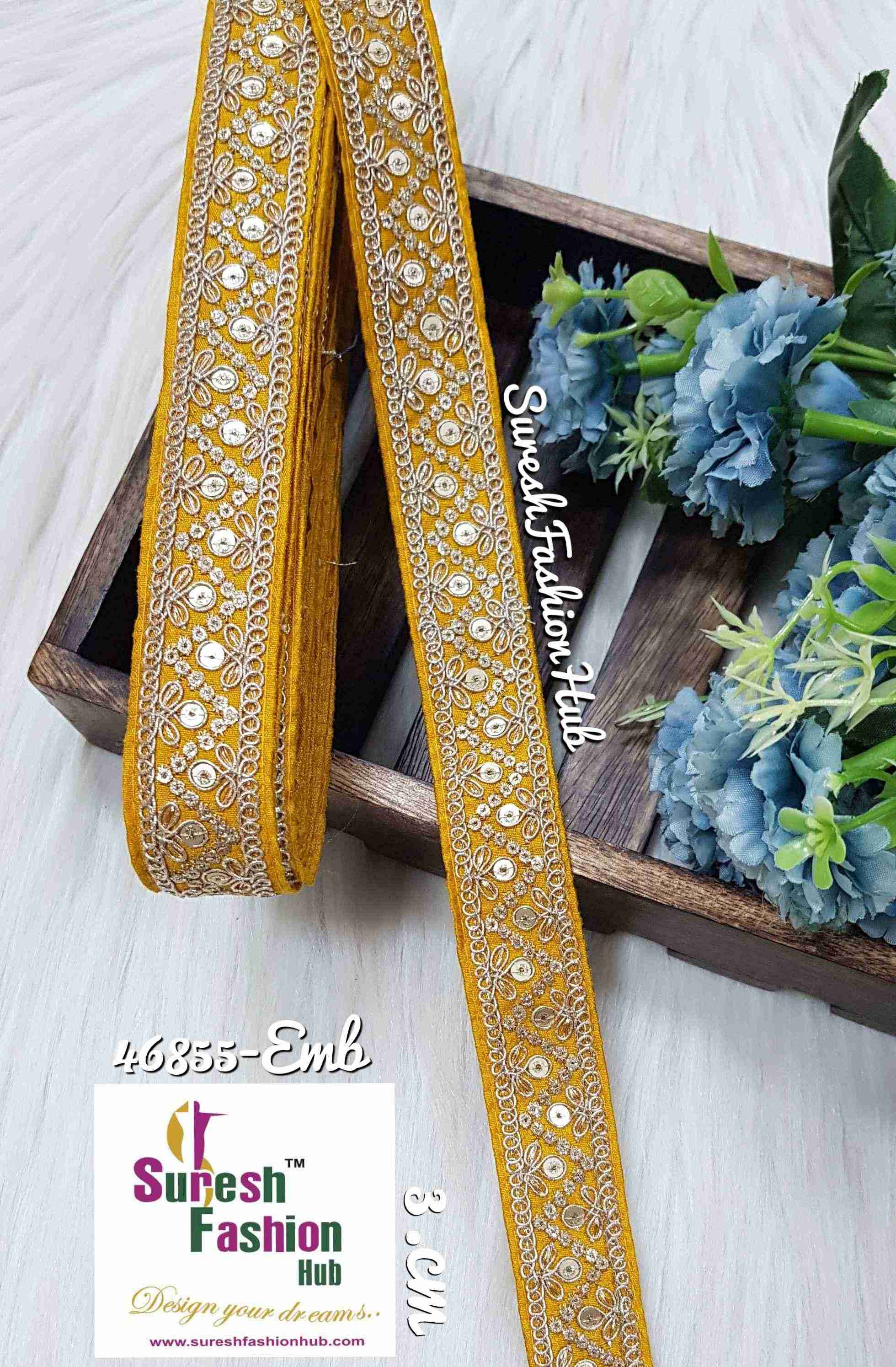 Golden Sequin With Zari Splendor Yellow Borders Laces