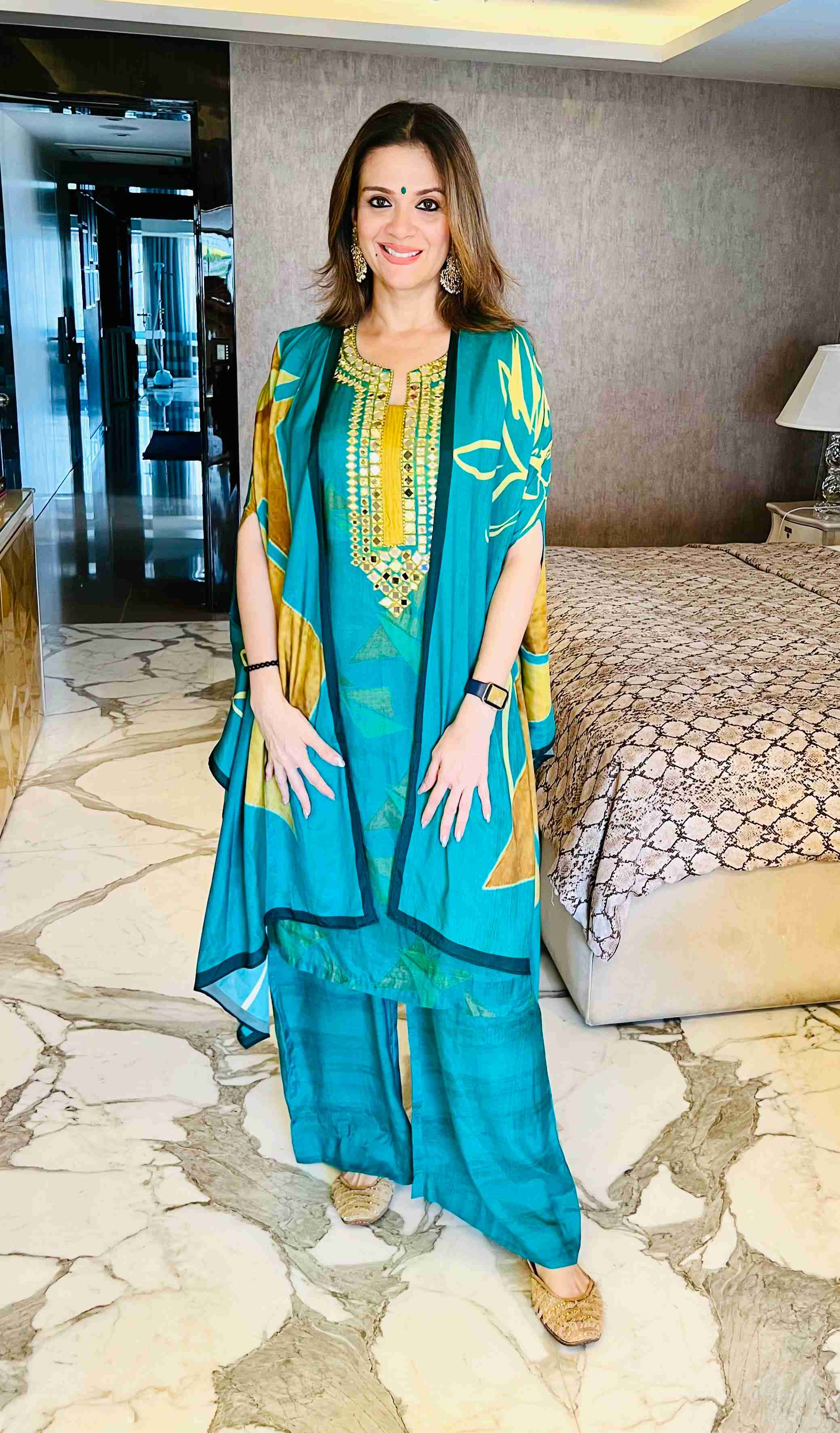 Rama Green Cape Kurta Set