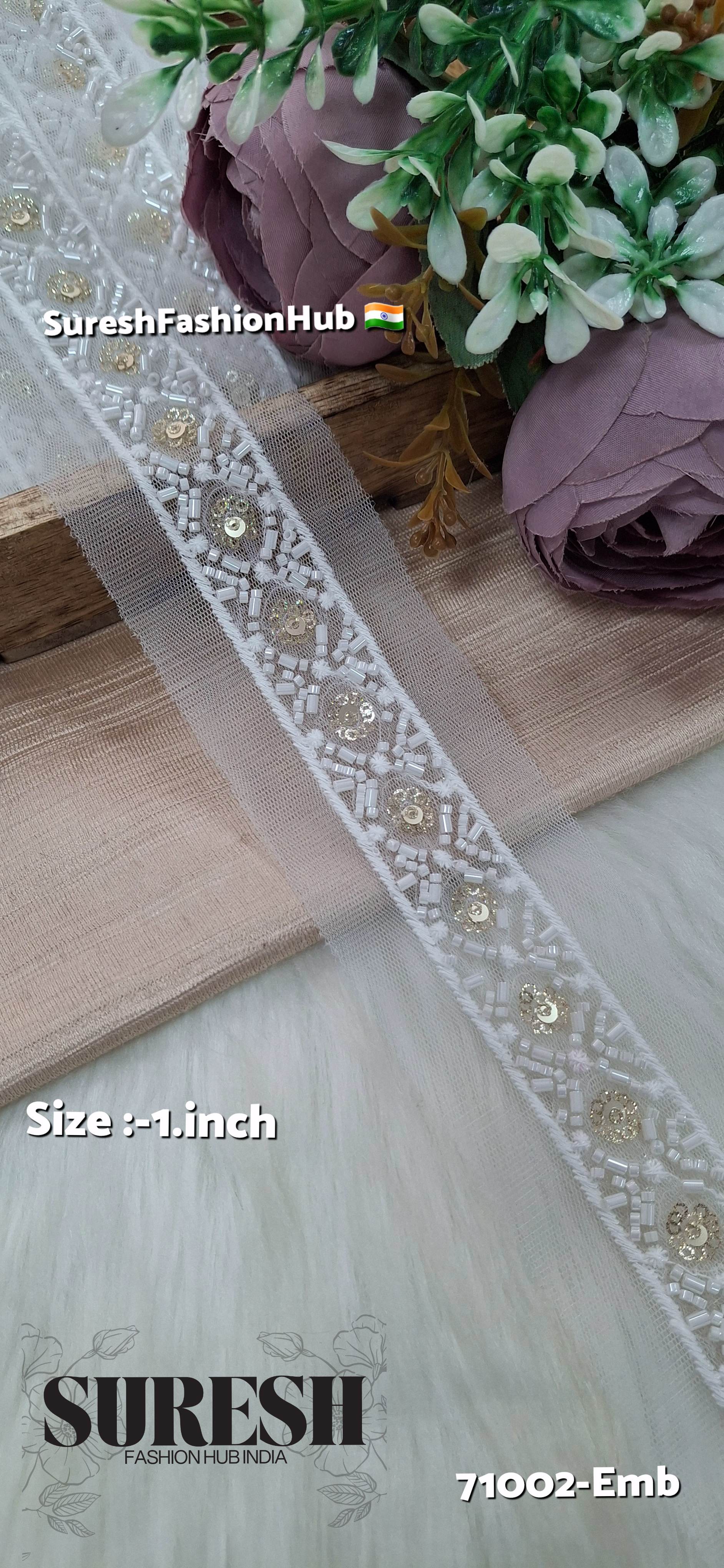 Ethereal Net Embroidered Border White