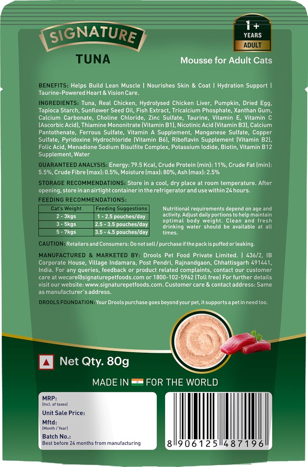 Signature Tuna Mousse Adult Cat Wet Food, 80g