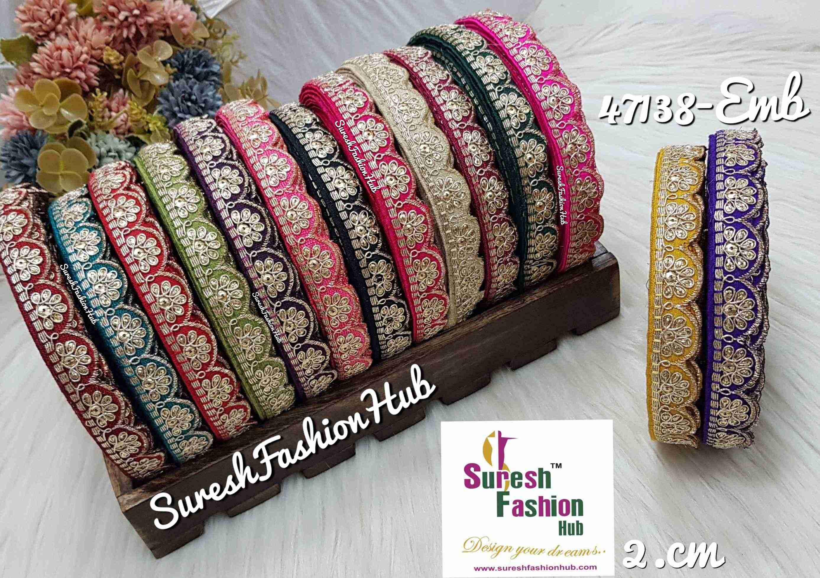 Exquisite Gajri Color Embroidered Raw Silk Lace Trim