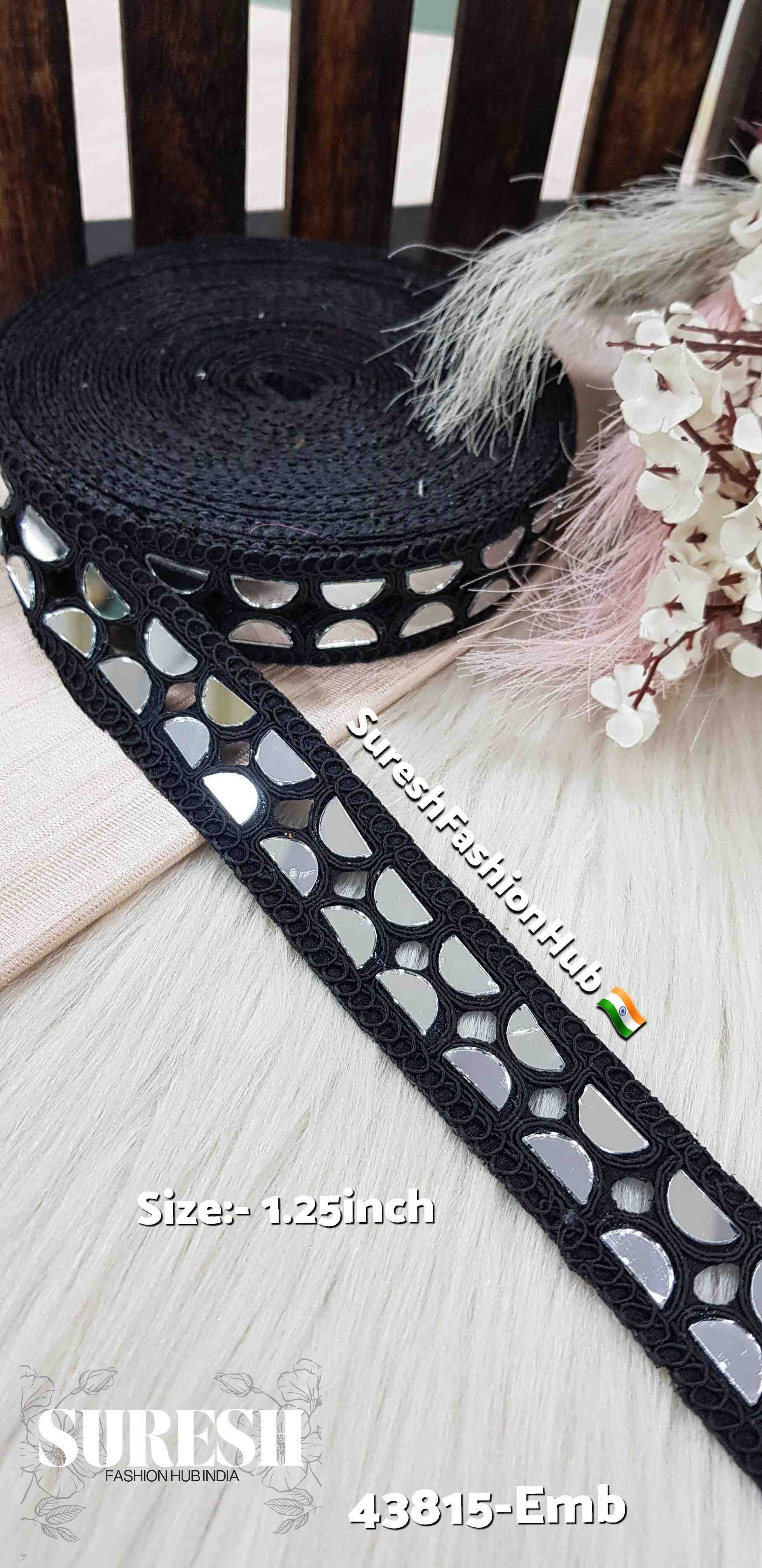 Black Semi-Circle Mirror Cutwork Lace