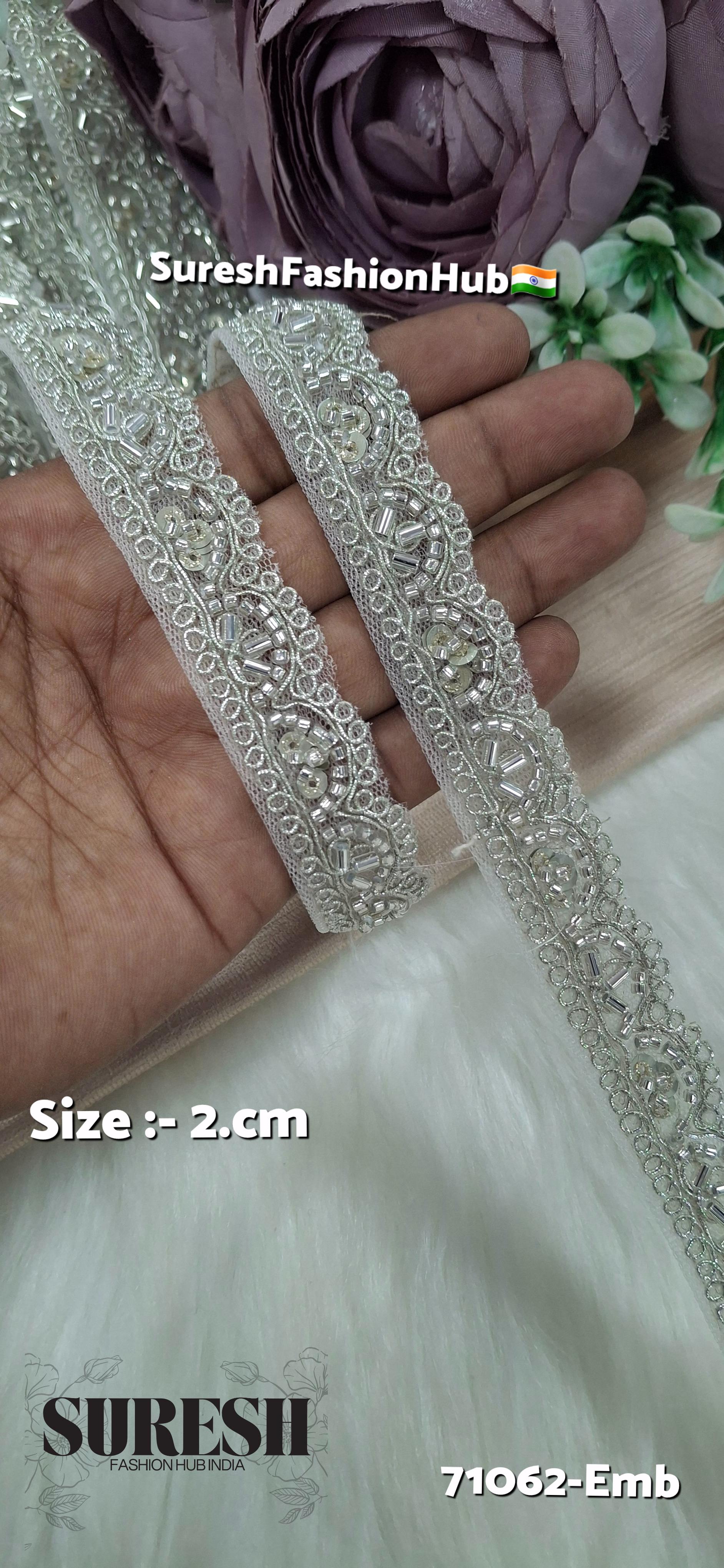 Water Silver Scalloped Cutwork Embroidery Lace