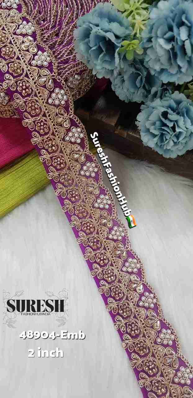 Purple Royal Maggam Scallop Designer Lace – 48904-Emb