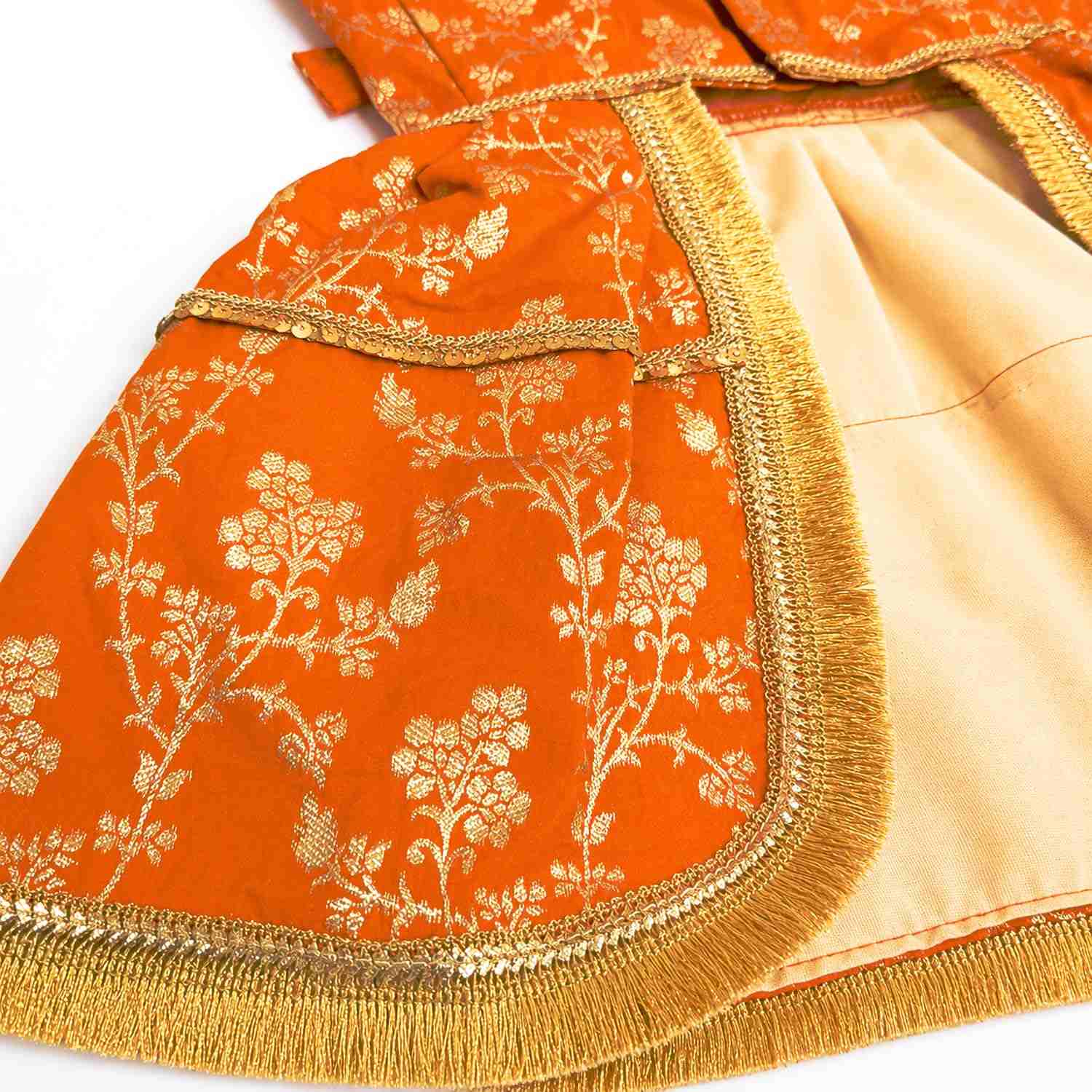PawsIndia Traditional Royal Zari Dress for Dogs - Orange