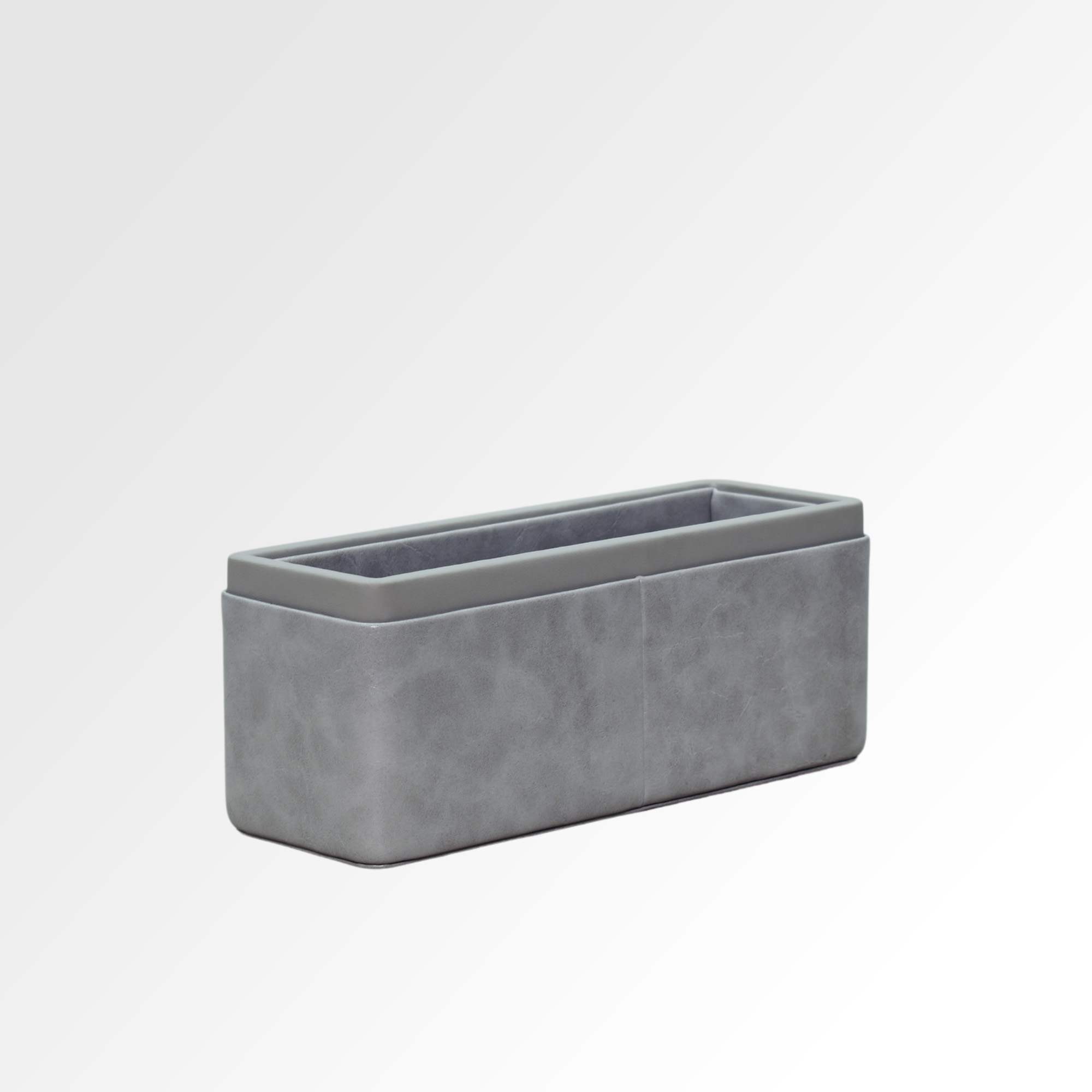 Pen/Pencil Holder | Faux Leather | Rectangular Large | Moderno | Grey