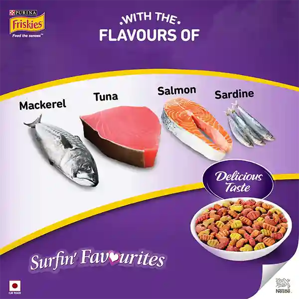 Purina Friskies Surfin' Favourites Mackerel Tuna Salmon & Sardine Adult Dry Cat Food