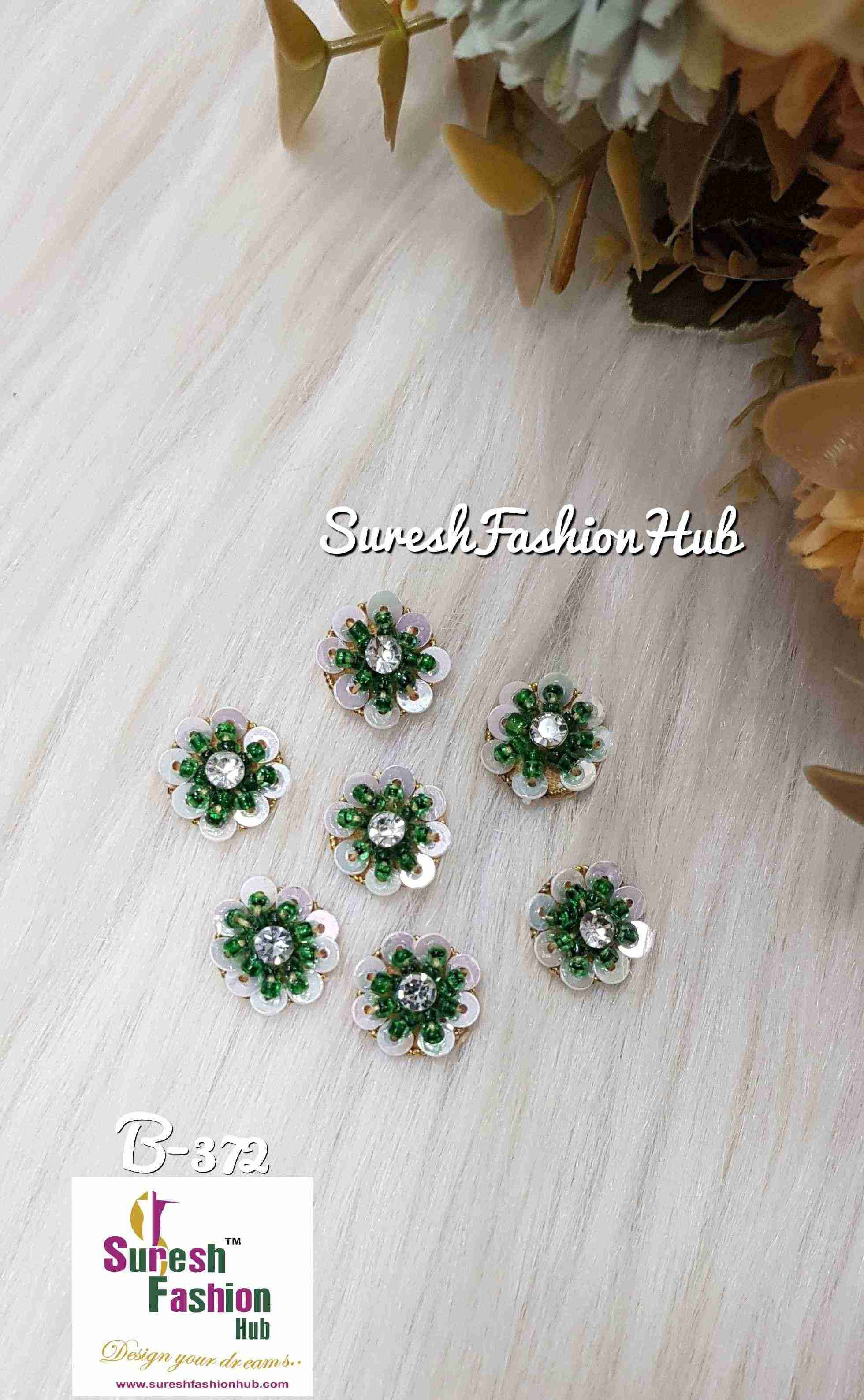 Green Glam Bead Sequin Buttons