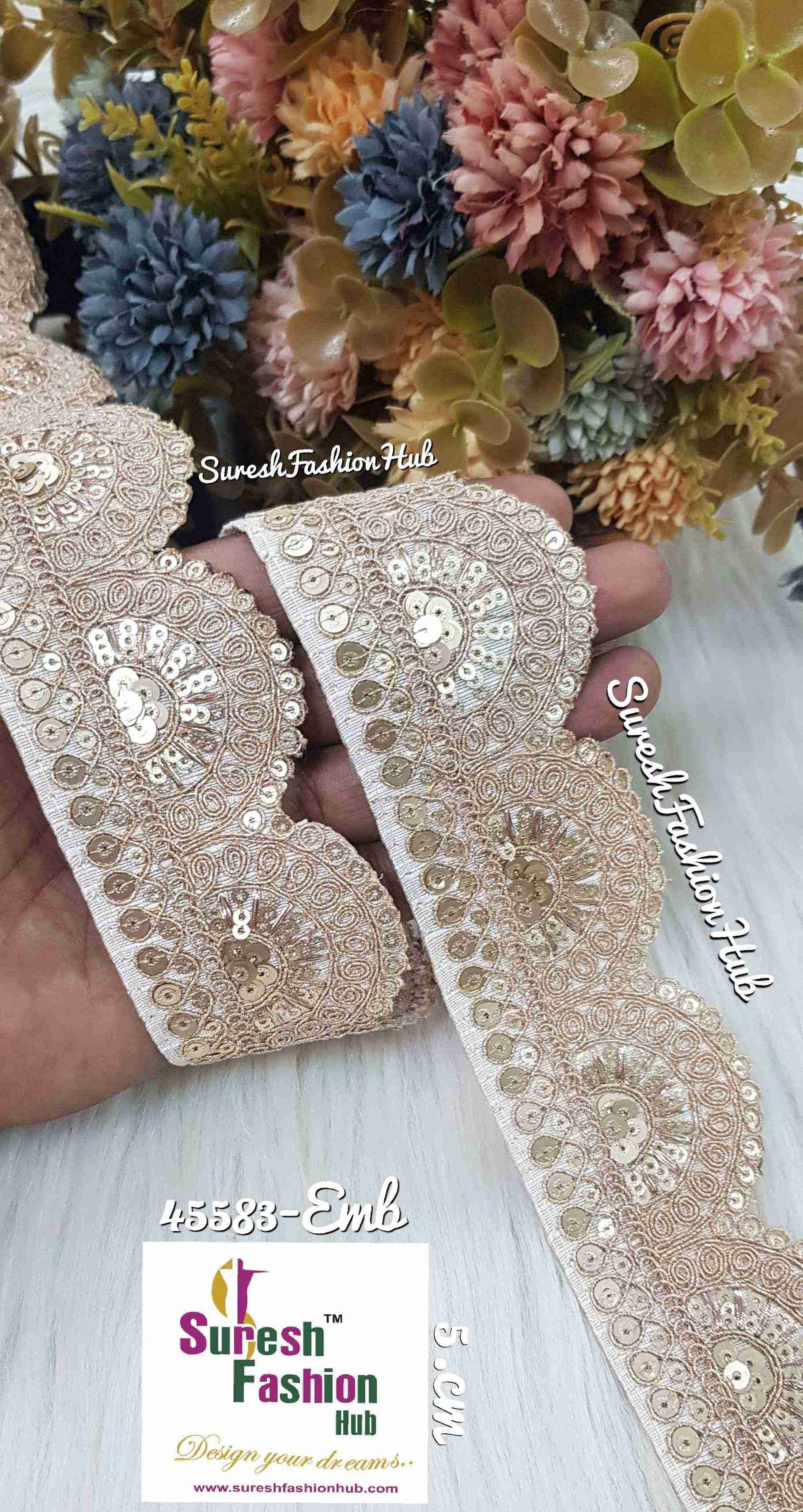 Off White delicate embroidered trim