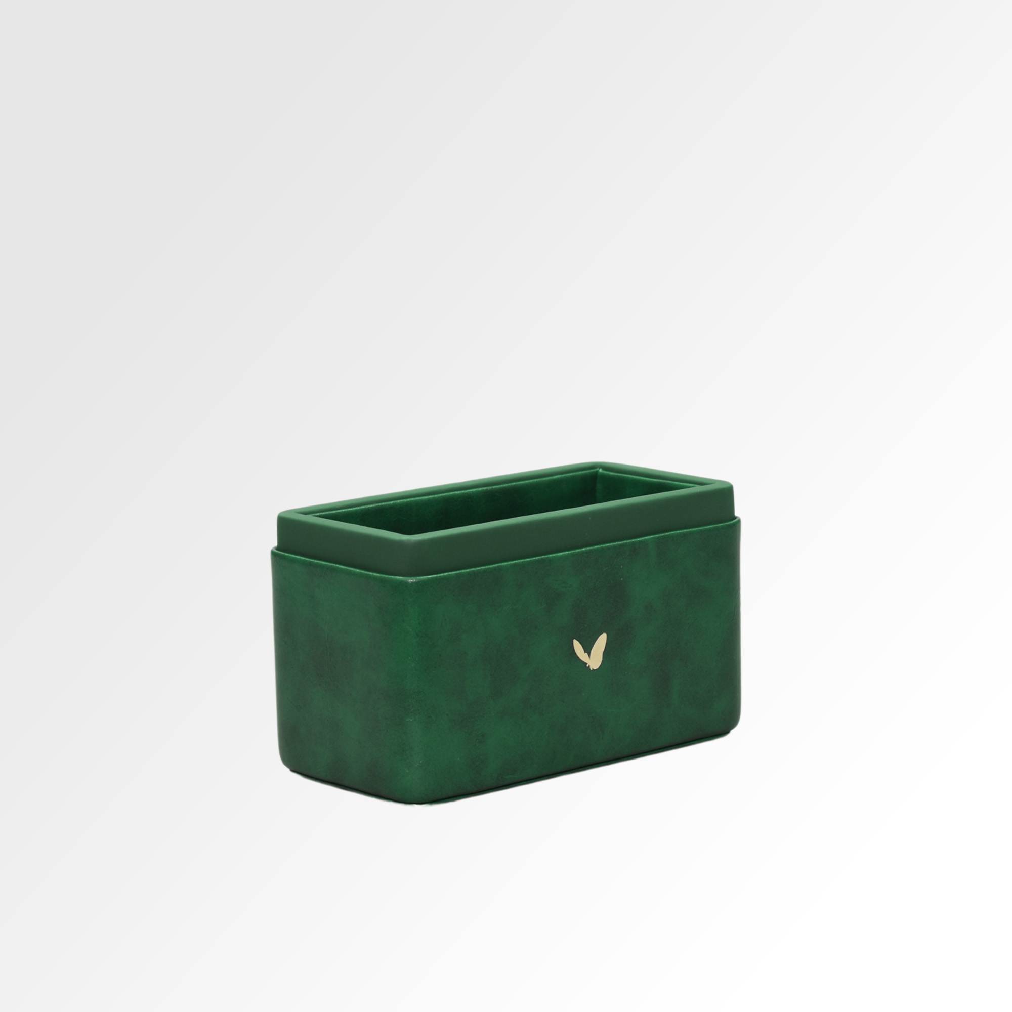 Pen/Pencil Holder | Faux Leather | Rectangular Medium | Moderno | Olive Green