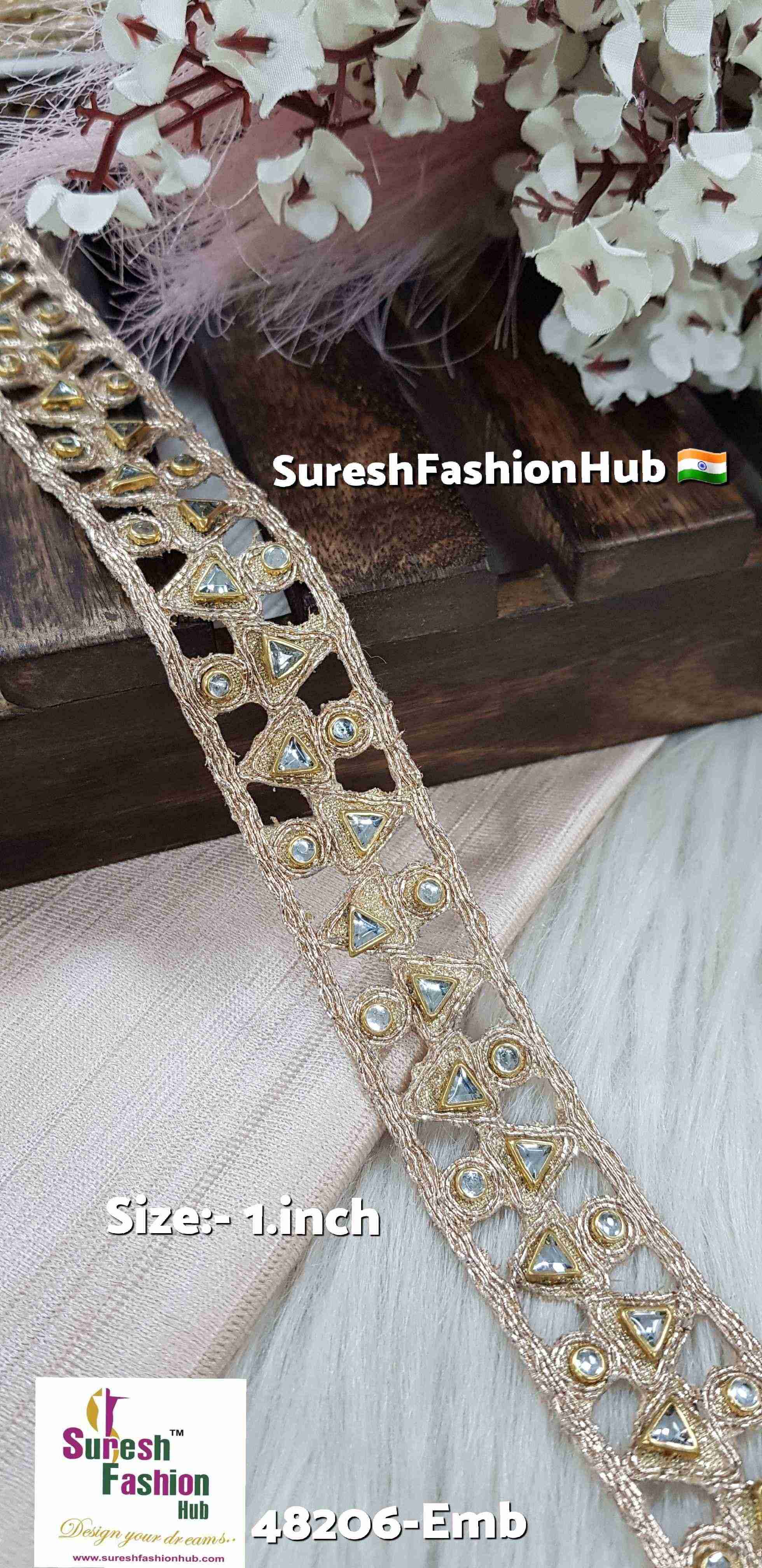 Rose Kundan Cutwork Lace