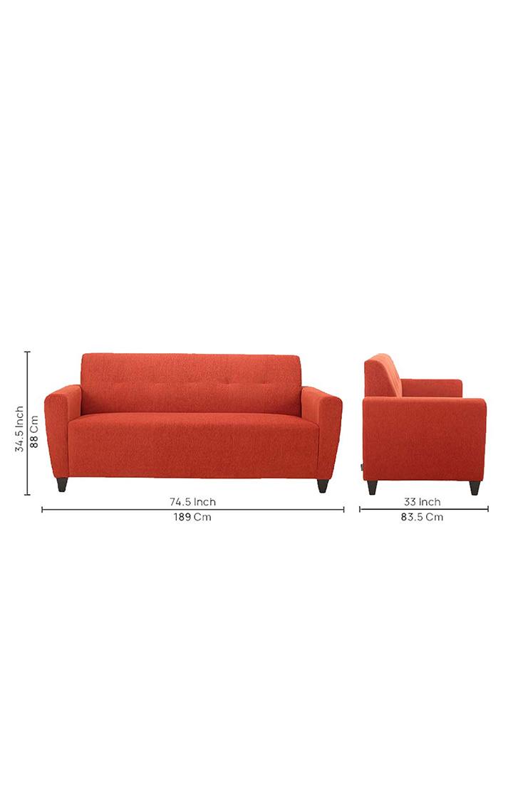 neudot Elegance Sofa for Living Room |3 Person Sofa|Premium Fabric with Cushioned Armrest | Solid Wood Frame|3 Seater in Rusty Cider Orange Color