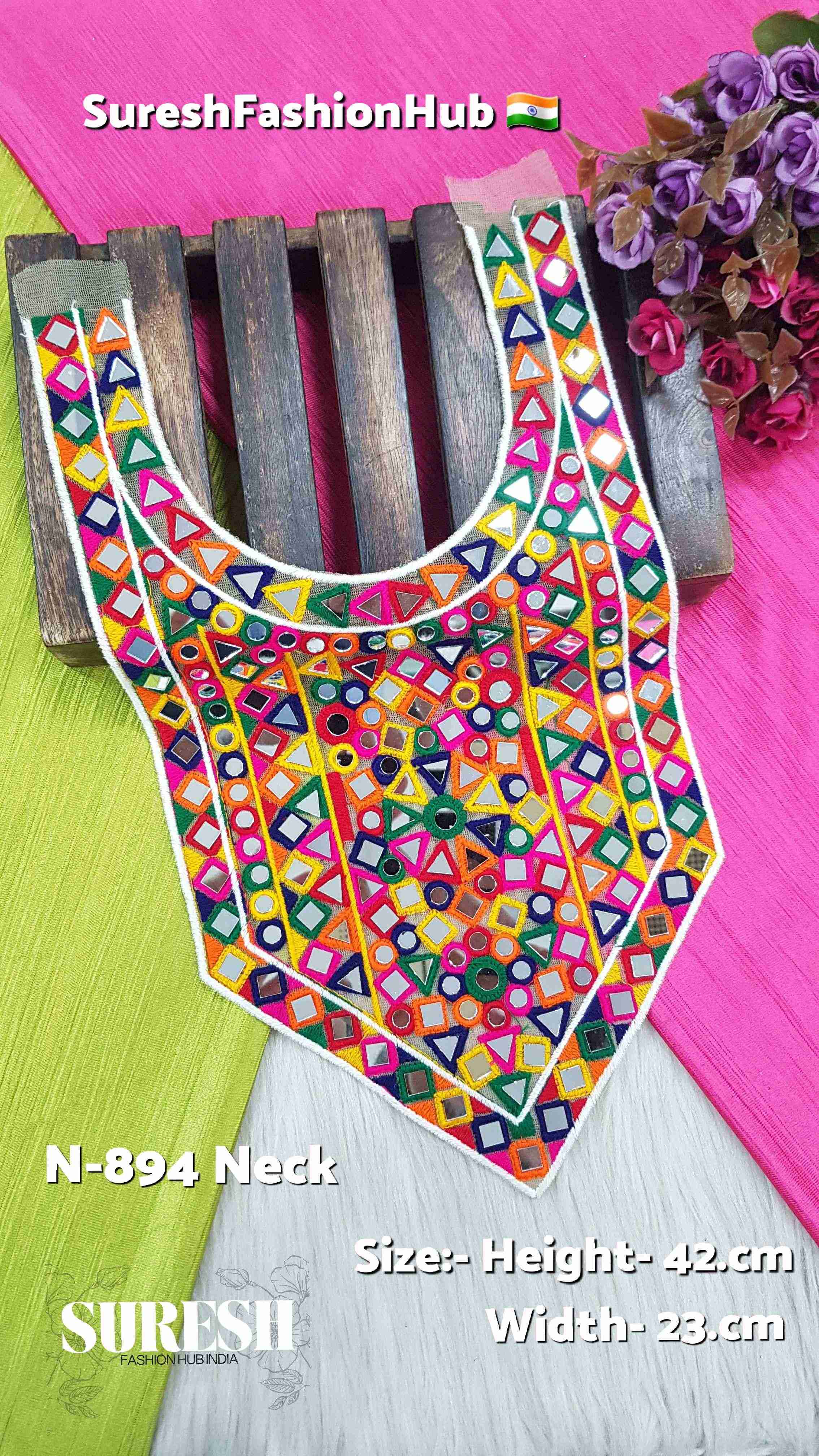 Festive Prism Mirror Thread Neck Design – Multi | N-894