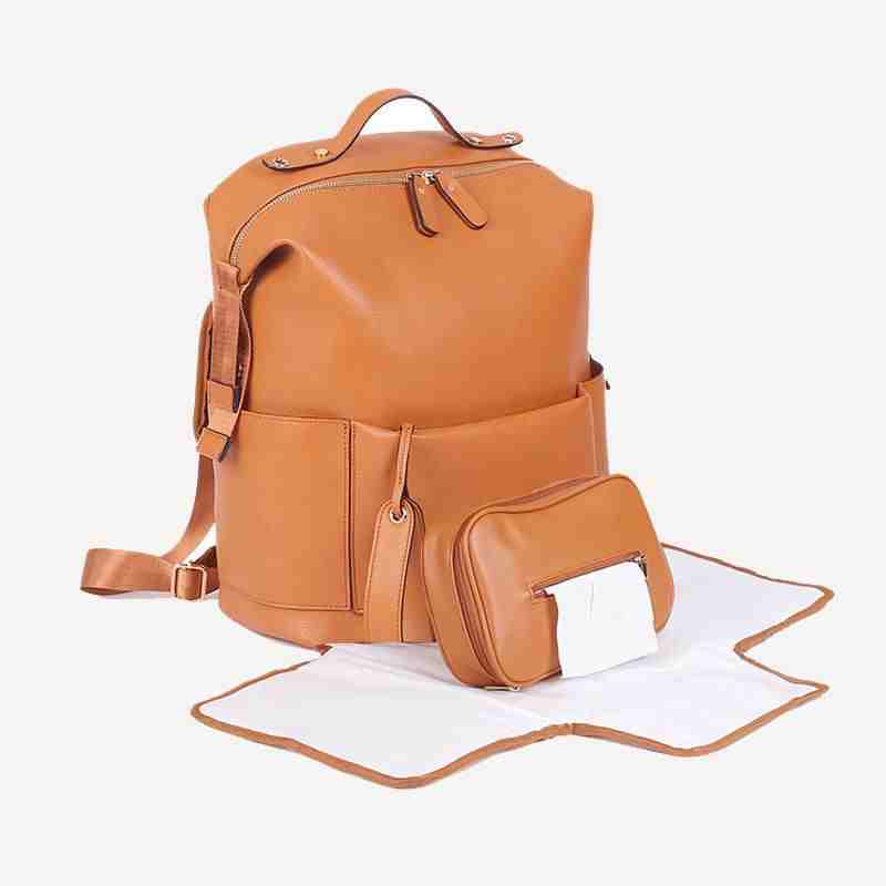 Dune Tan Leather Diaper Bag