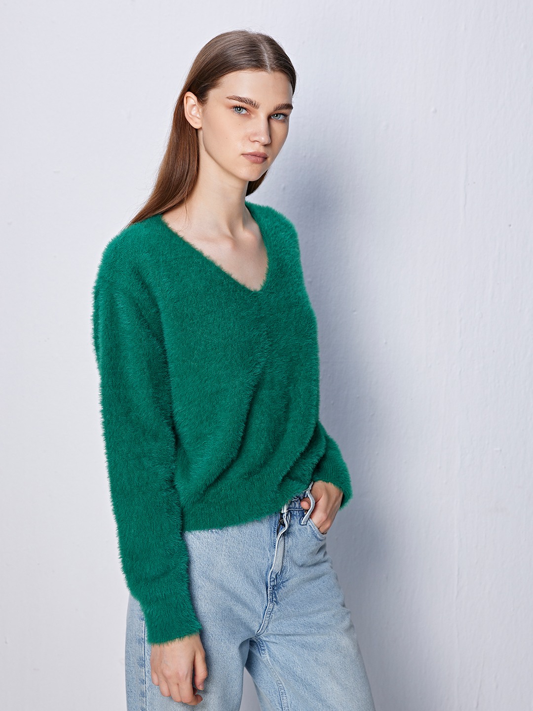 Green deals fur sweater