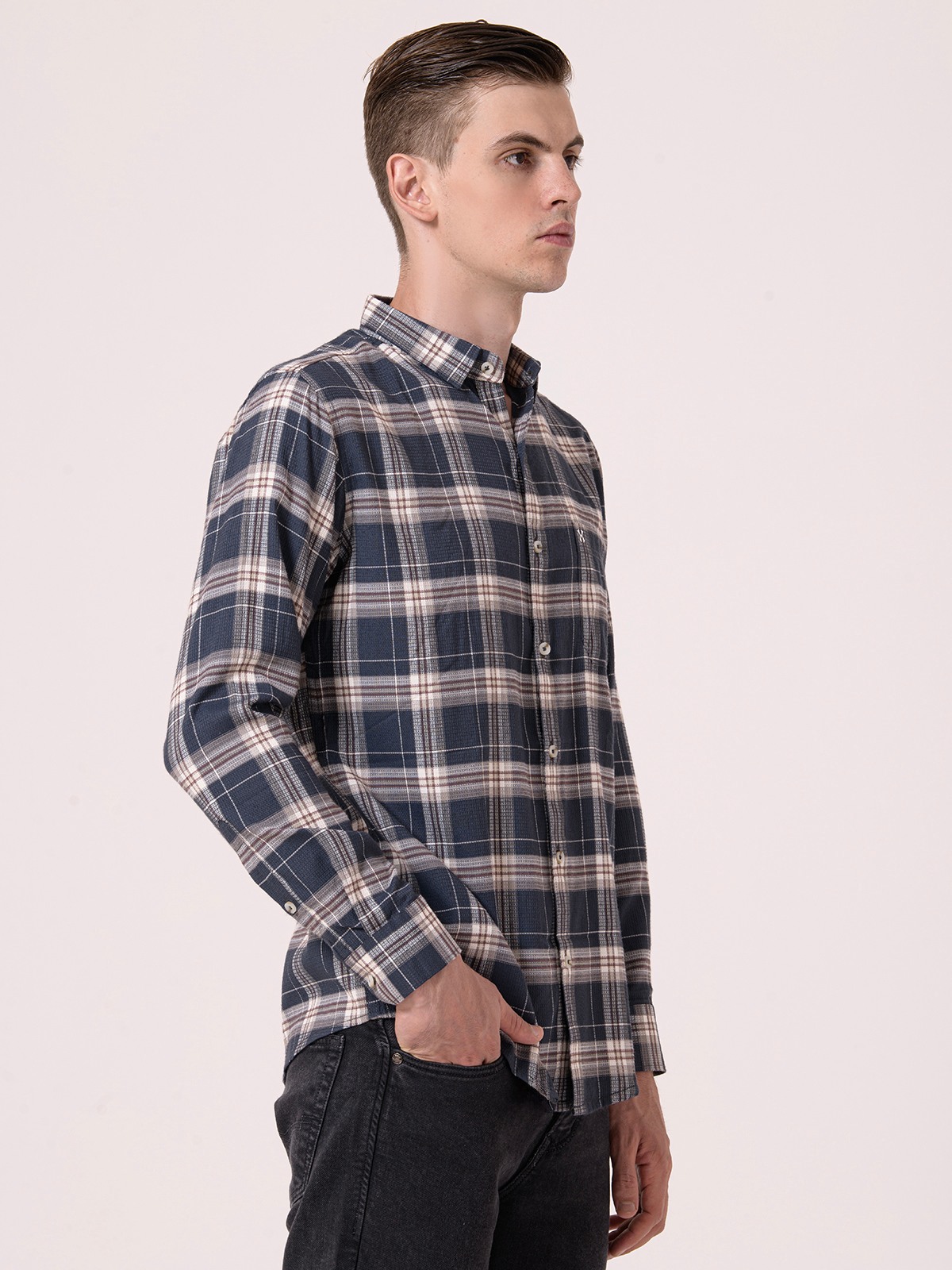 Albion Mens Grey Casual Shirt