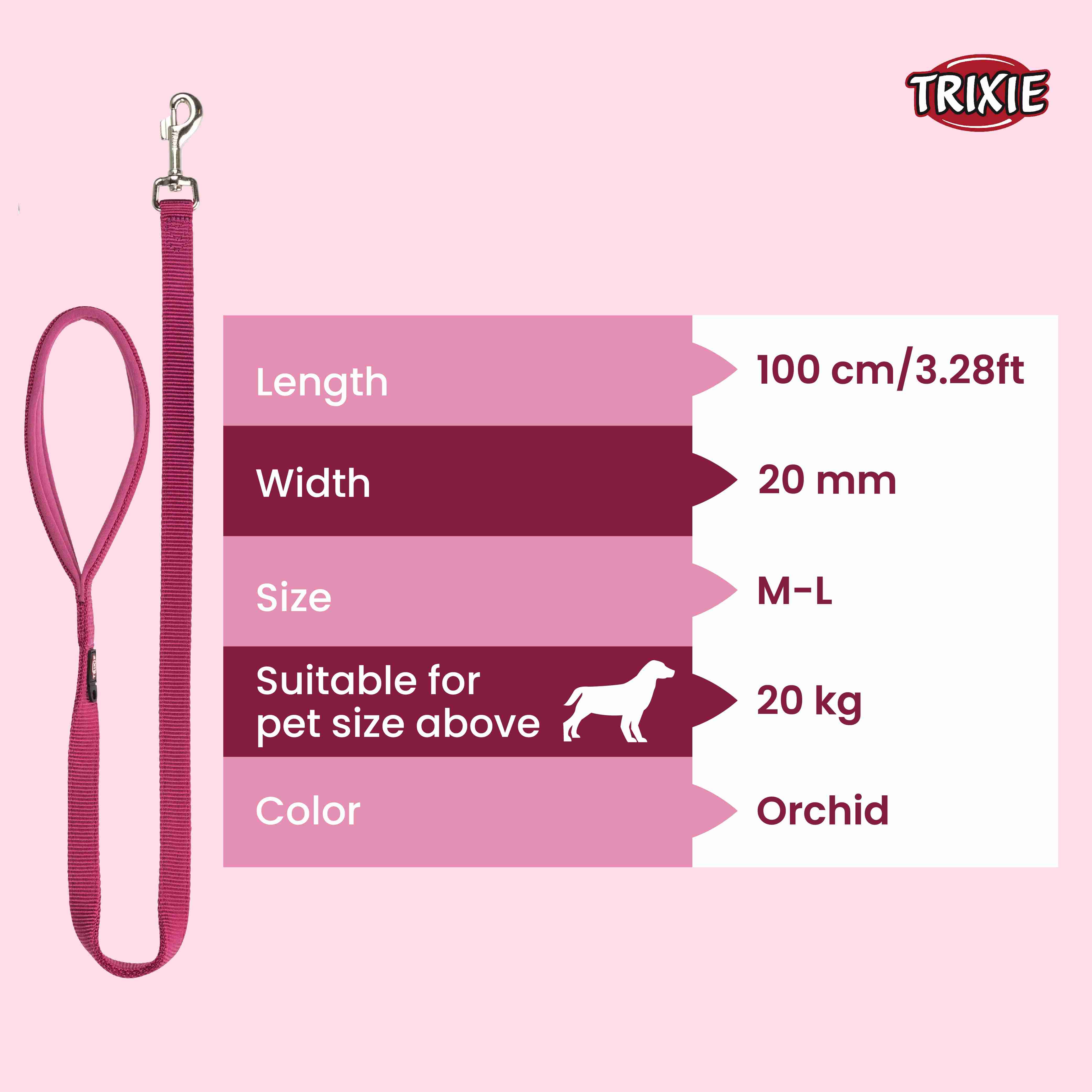 Trixie Premium Leash for Dogs, Orchid