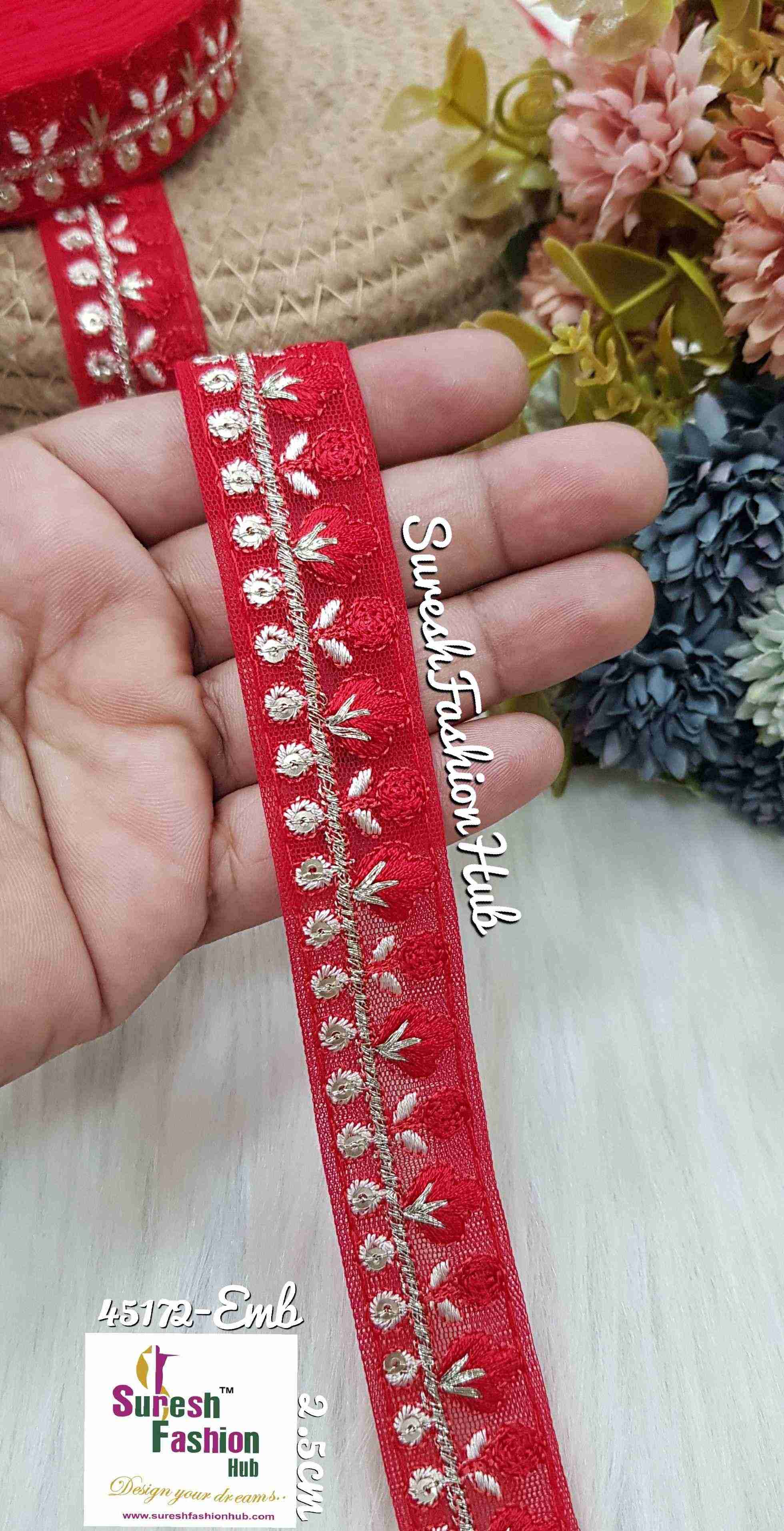Radiant Red Threaded Designer Trim