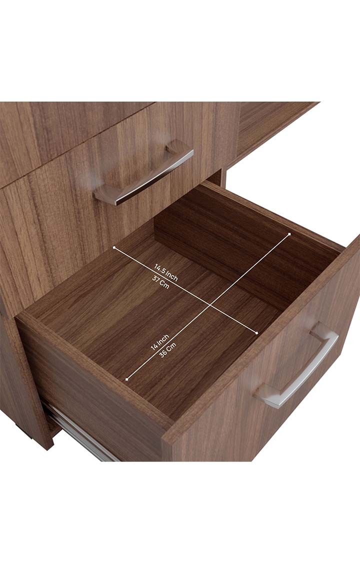 neudot Madison Executive Desk In Leon Teak Finish With File Cabinet And Pedestal
