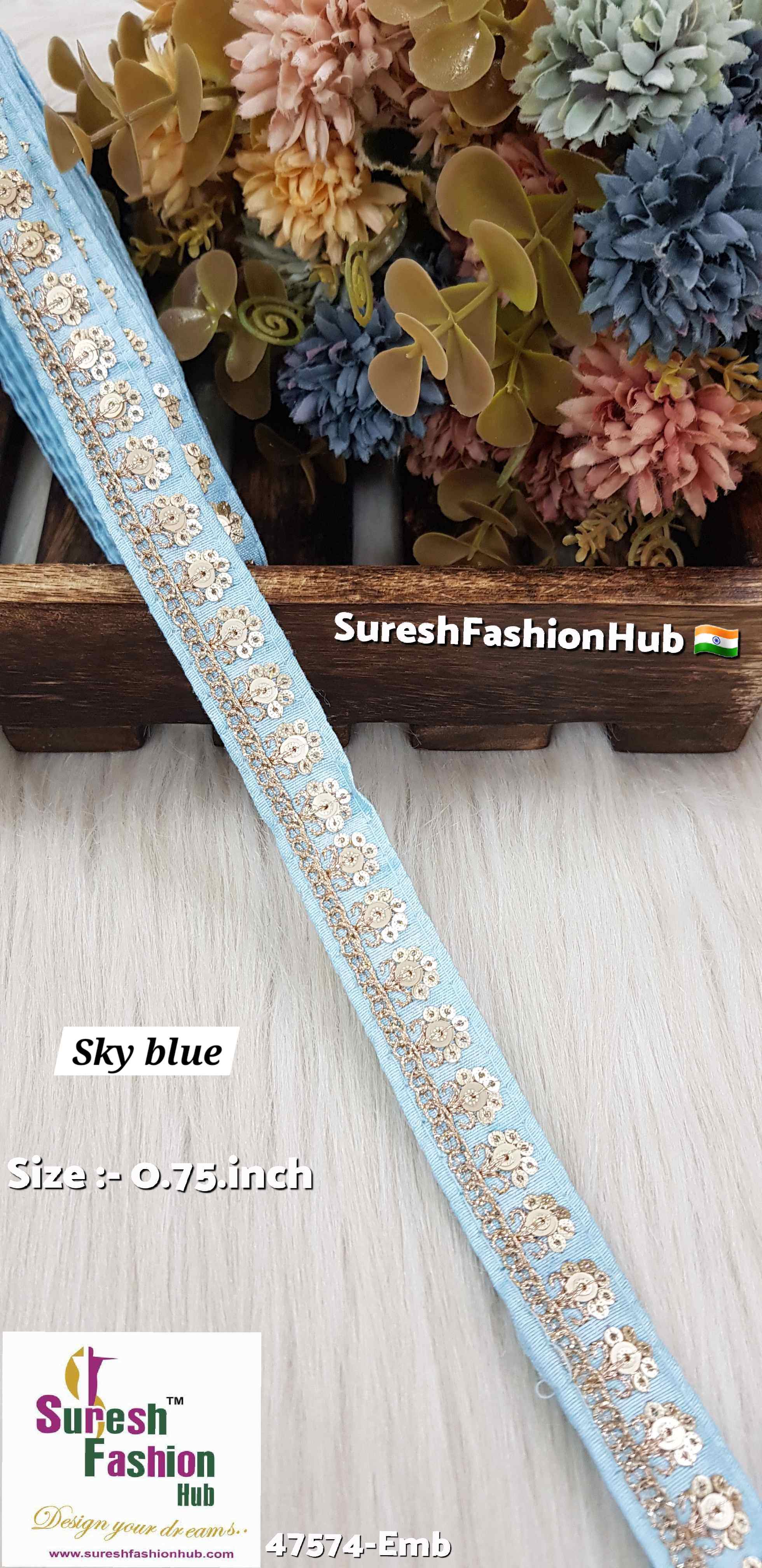 Embroidery Sky Blue Dream Surat Silk