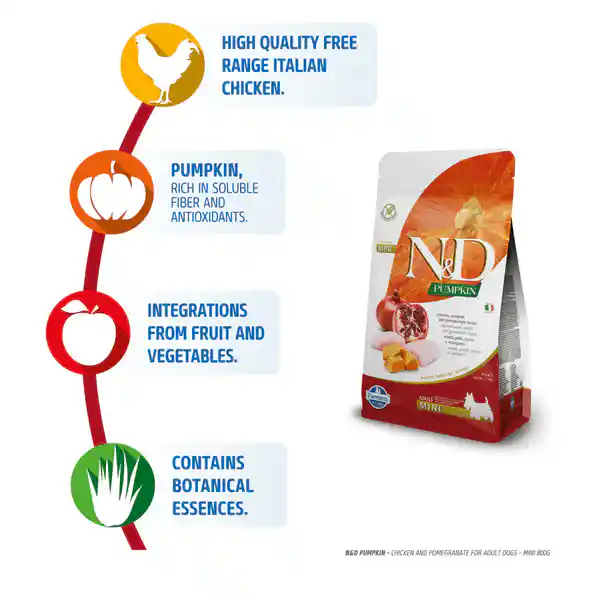 N & D Grain Free Pumpkin Chicken And Pomegranate Adult Mini 800g