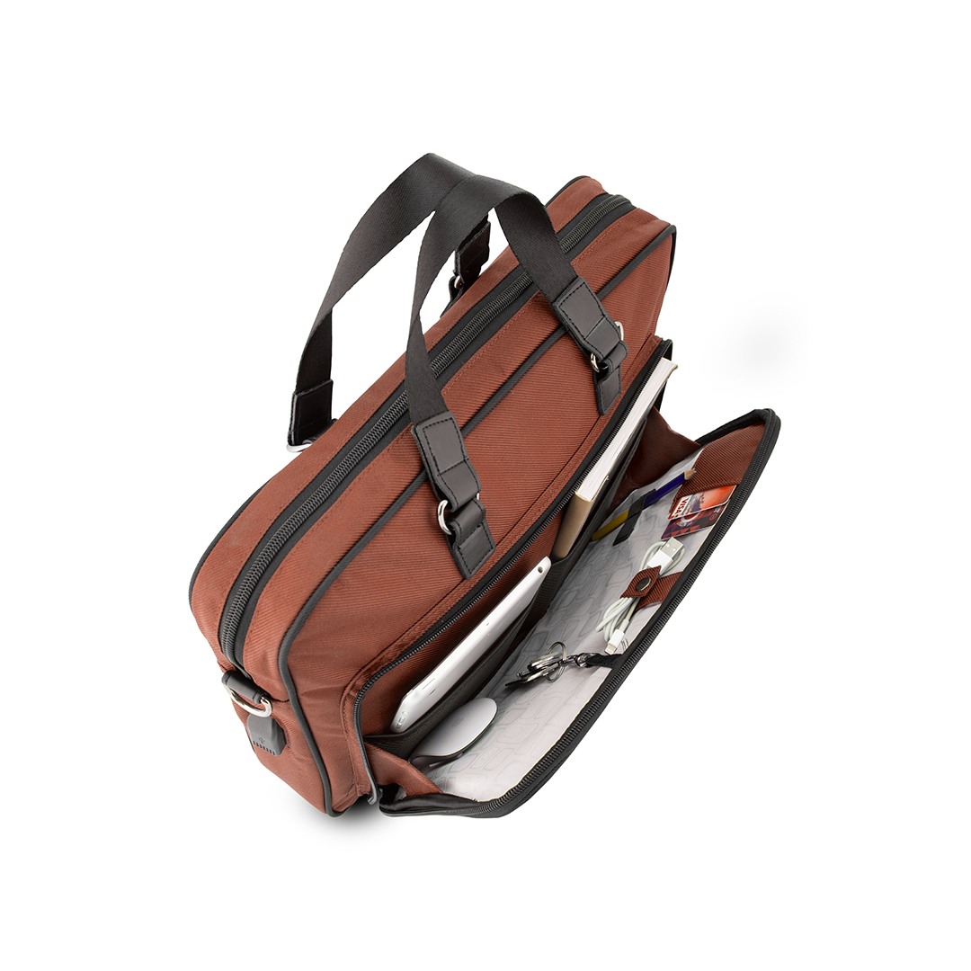 Combo Rust Messenger Laptop Bag with Gadget Organizer Tech Kit