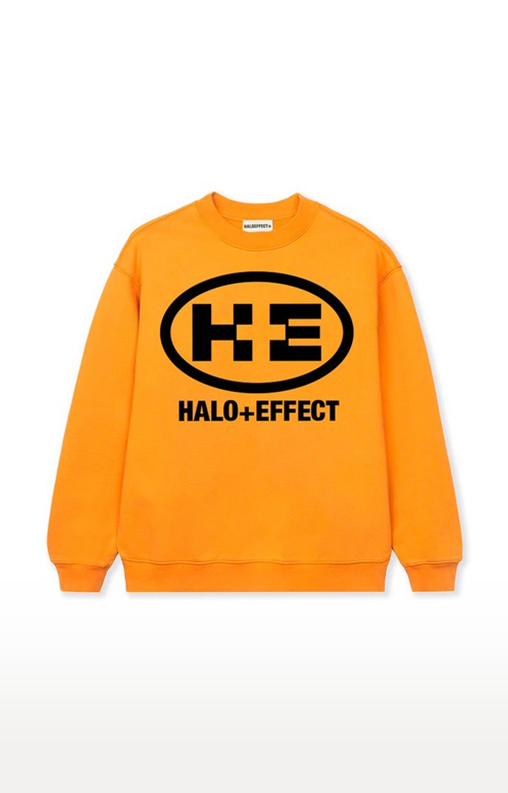 Men's Orange Cotton Typographic Sweatshirts