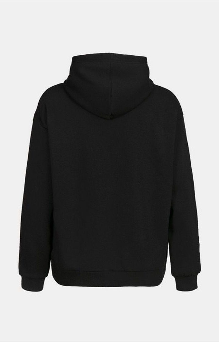 Men's Black Cotton Typographic Galaxy Hoodies