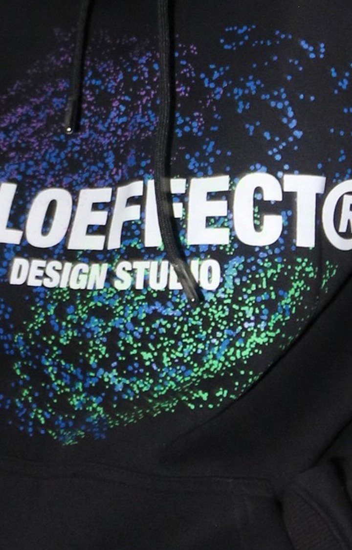 Men's Black Cotton Typographic Galaxy Hoodies