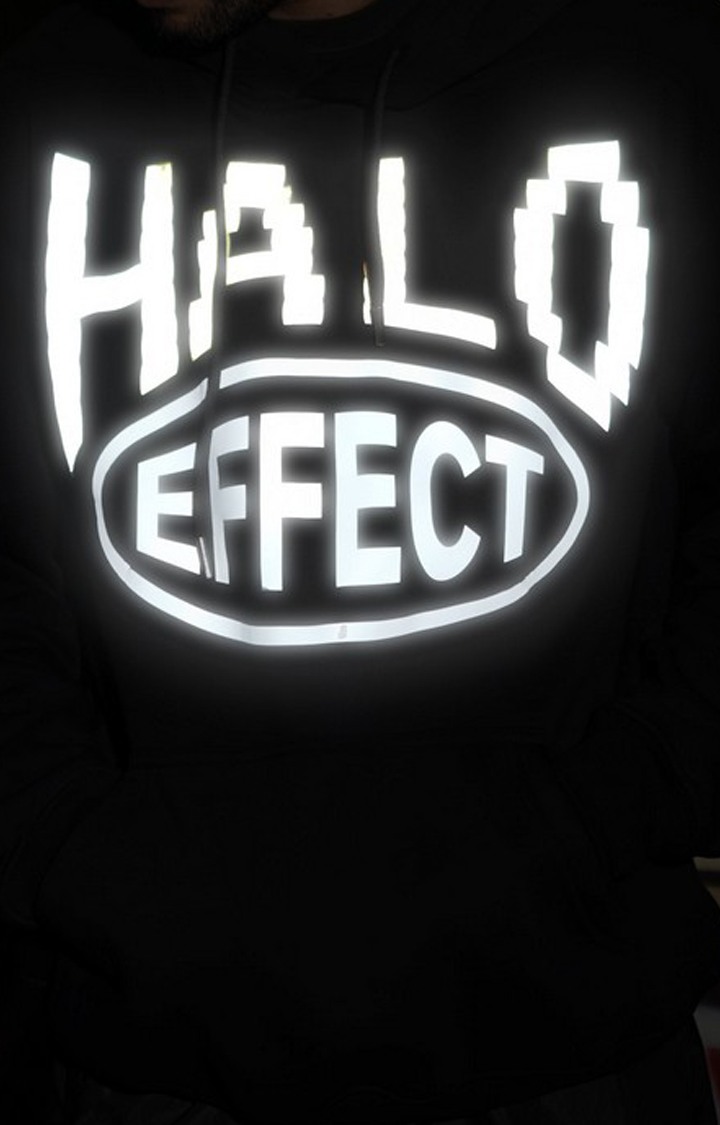 Men's Black Cotton Typographic Heatmap Reflective Galaxy Hoodies