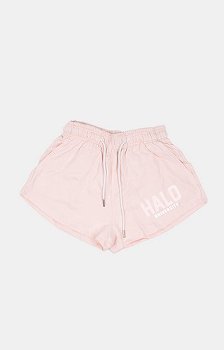 Halo Effect | Women's Pink Cotton University Sweat Shorts