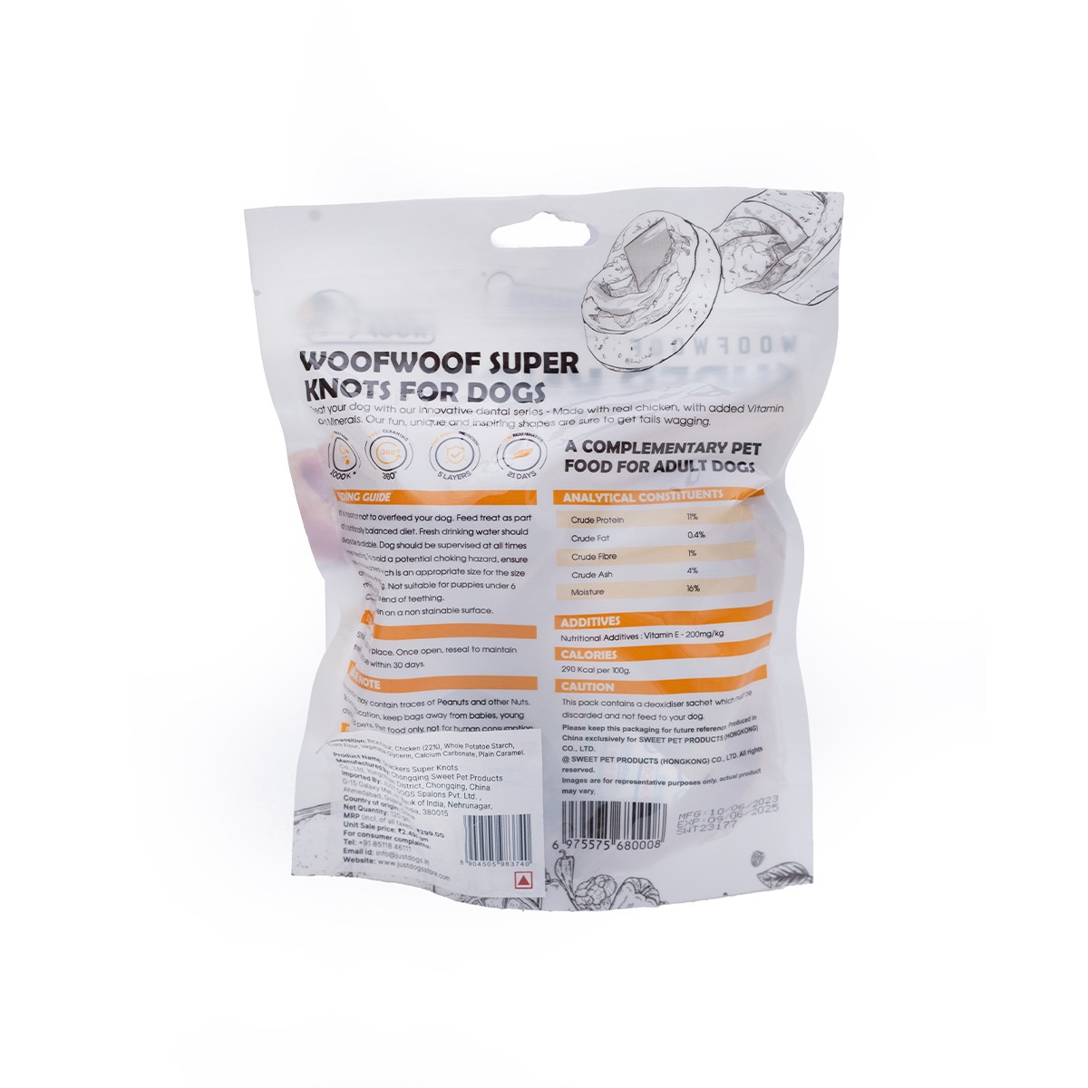 Woof Woof Snackers Super knots With Real Chicken Slice Dog Treats – 120 g