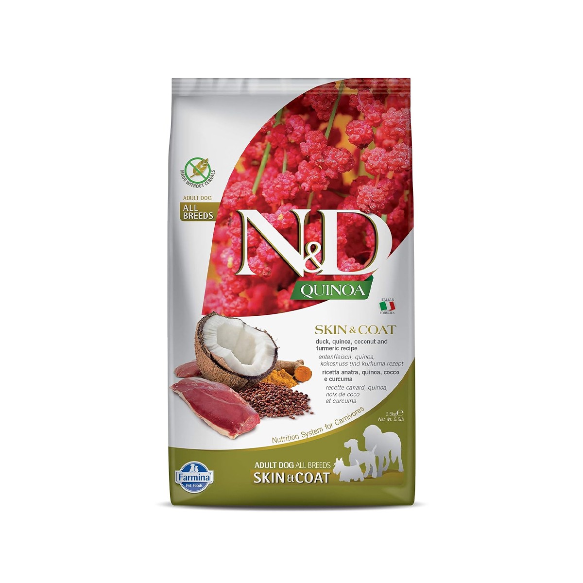 Farmina N&D Grain Free Quinoa Skin & Coat Duck Adult Dry Dog Food - 2.5 Kg