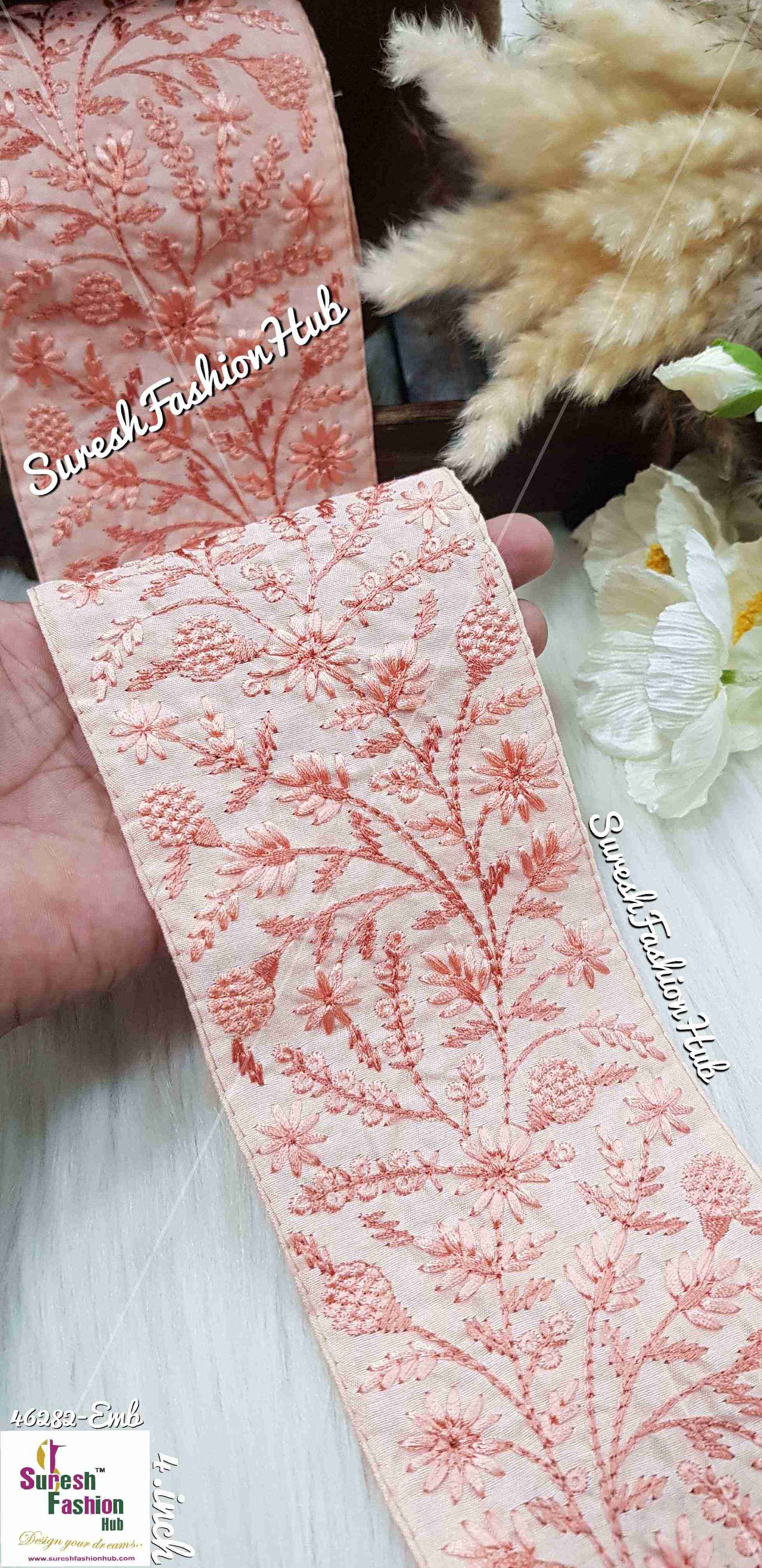 Dainty Flowers  Peach Threaded Ribbons