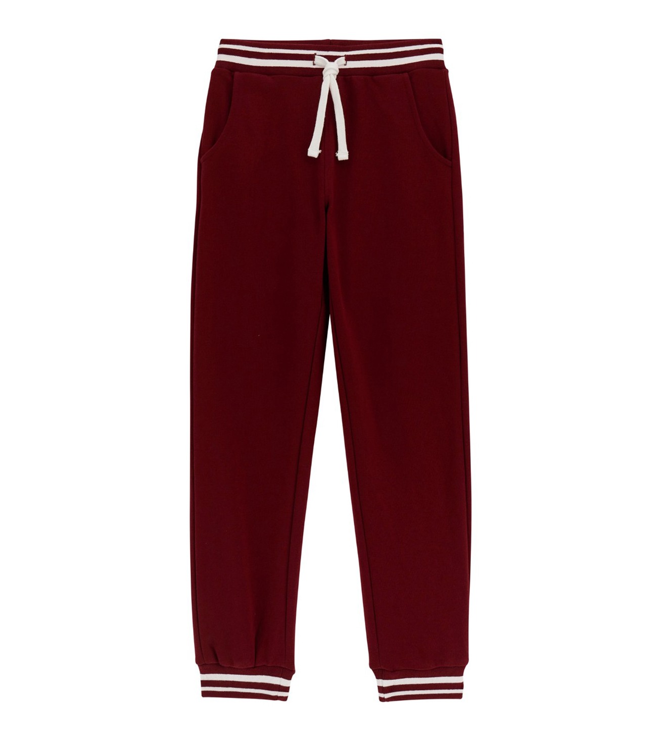 Guess Cotton Solid Maroon Drawstring Trouser for Boys