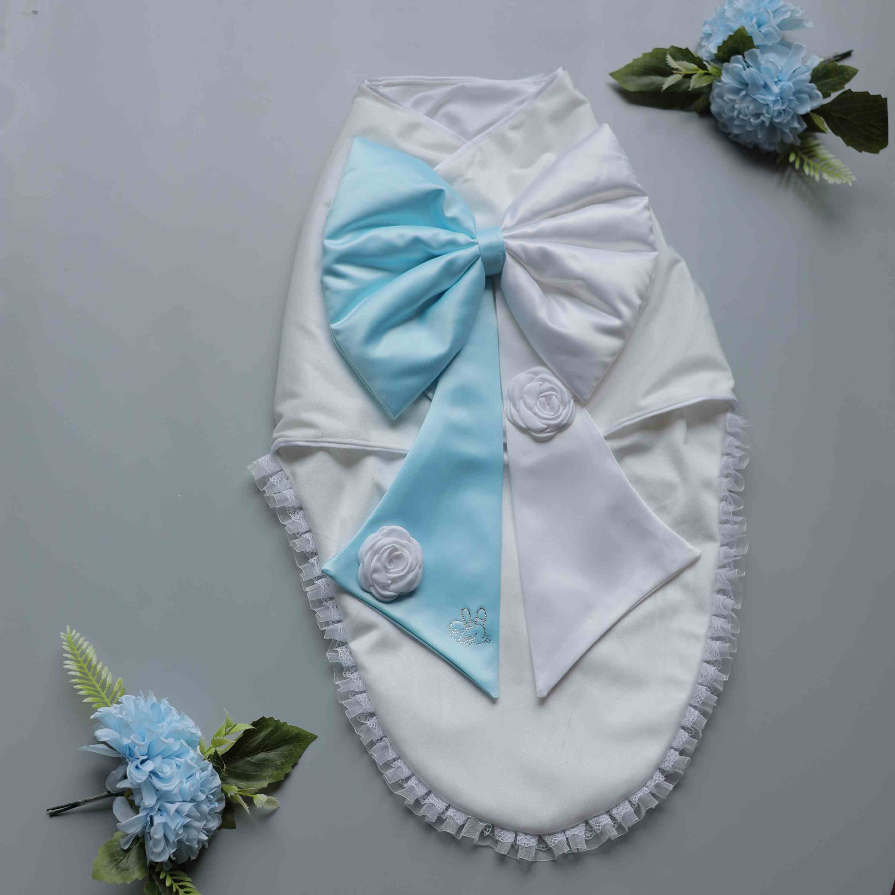 Azure Bow Luxe Swaddle Set