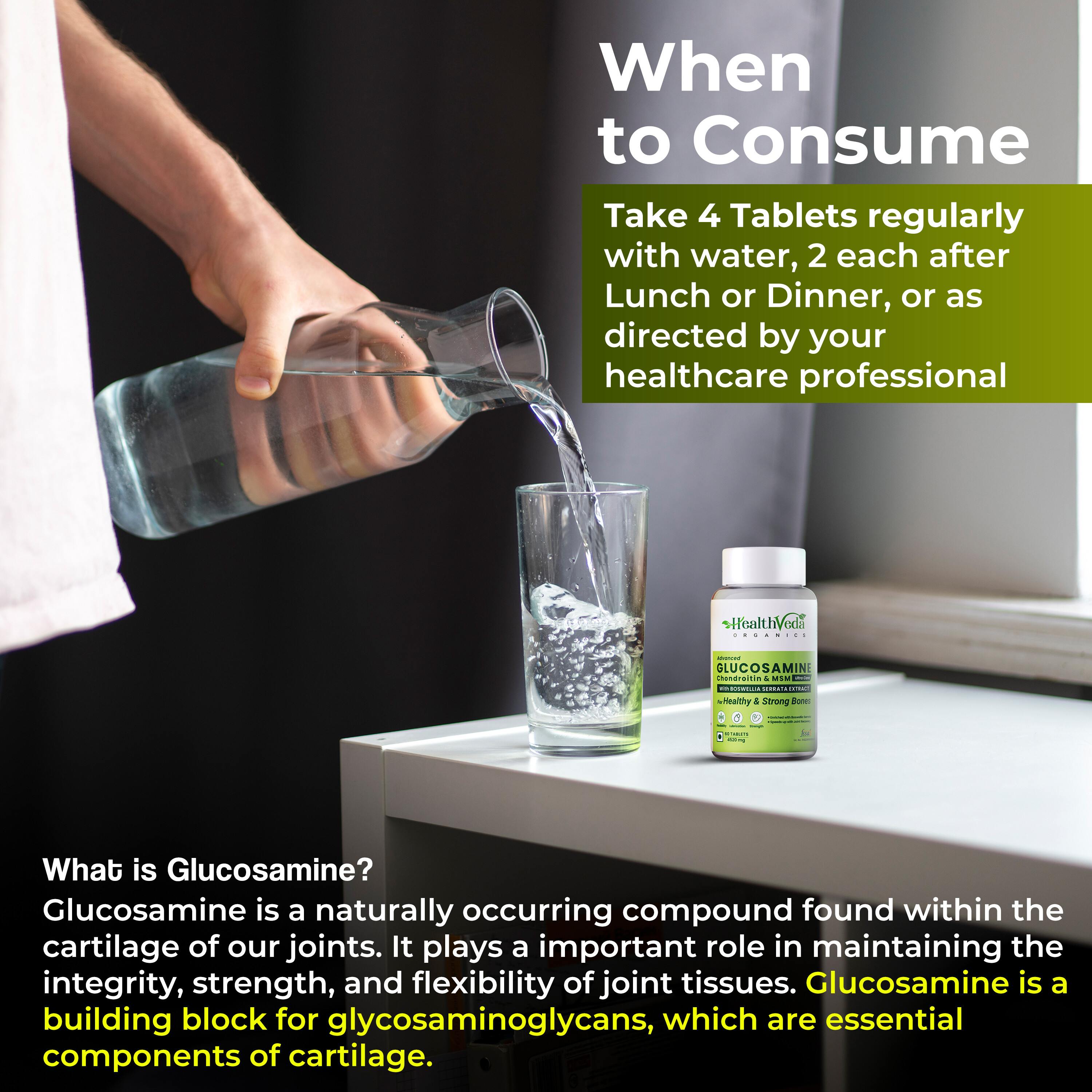 Health Veda Organics | Glucosamine Chondroitin & MSM I 60 Veg Tab