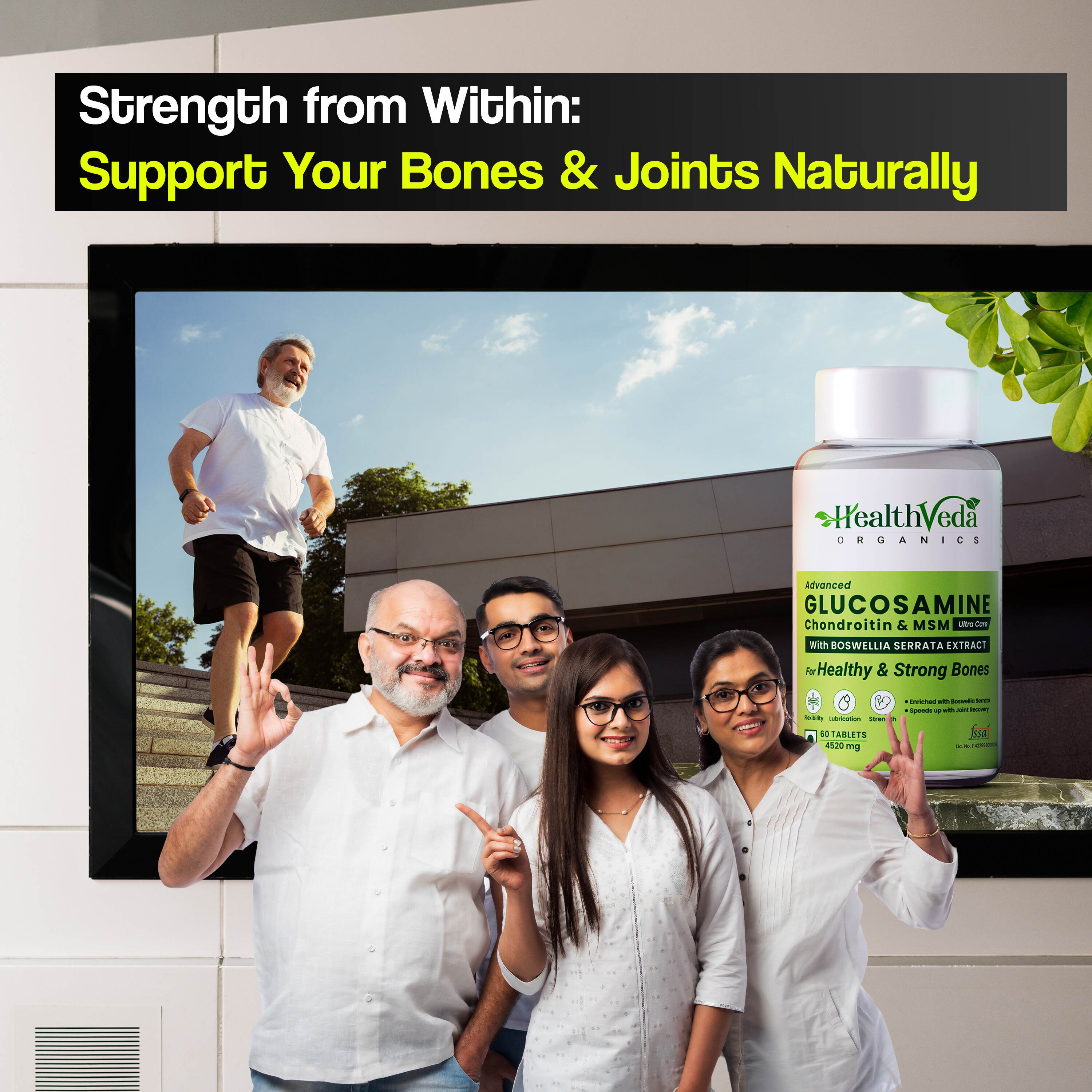 Health Veda Organics | Glucosamine Chondroitin & MSM I 60 Veg Tab
