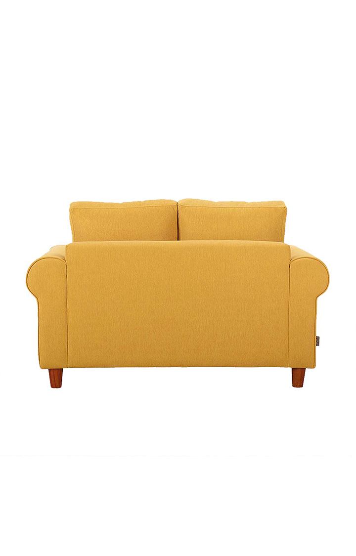 neudot Melody Sofa for Living Room |2 Persons Sofa|Premium Fabric with Padded Cushioned Armrest |Solid Wood Frame|2 Seater in Husky Yellow Color