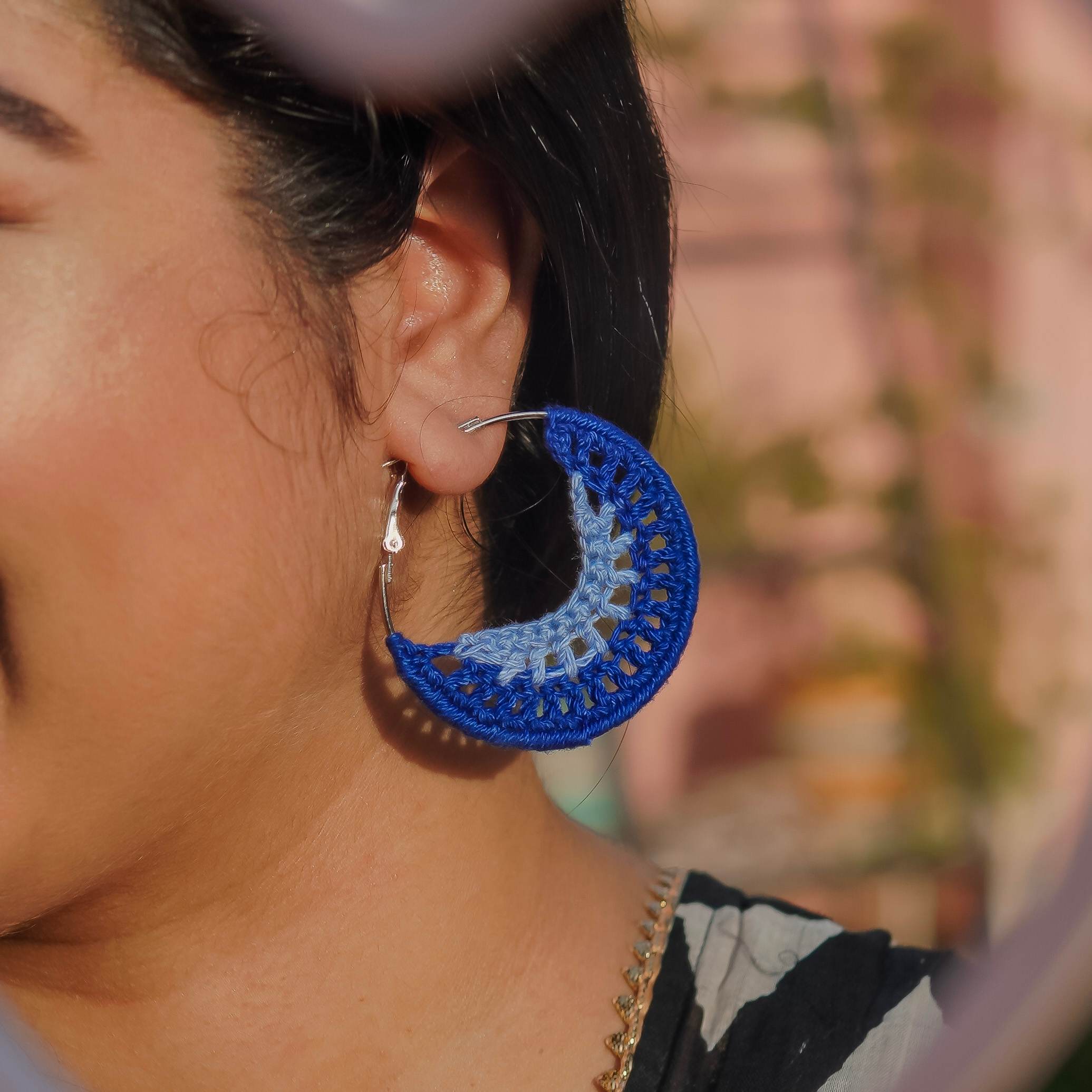 blue hoop earrings