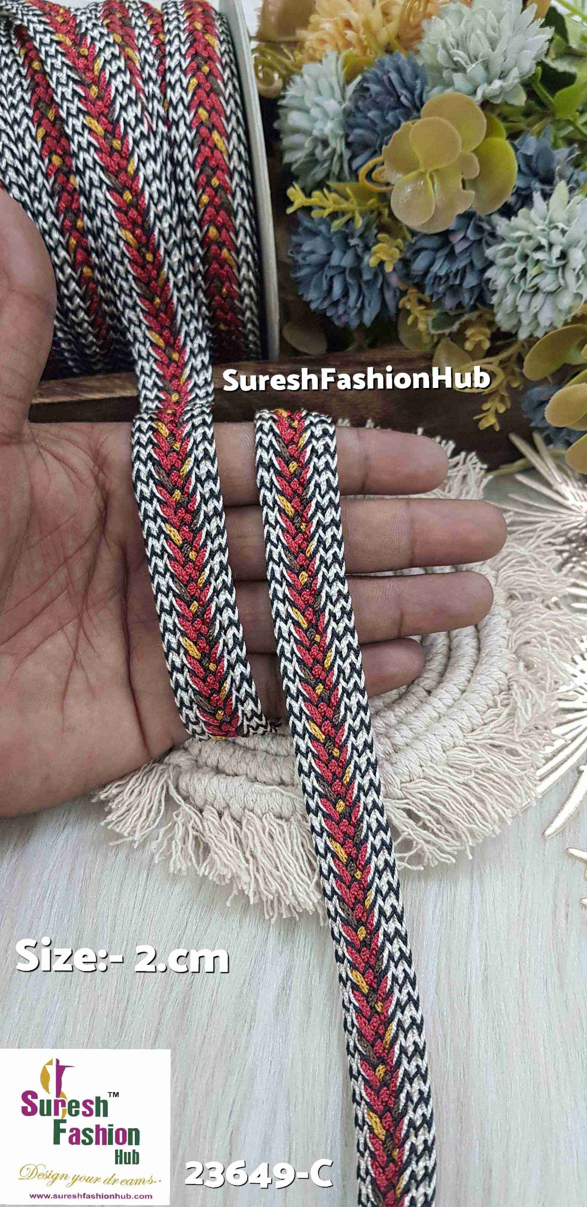 Vibrant Chevron Pattern Braided Trim(Rust)