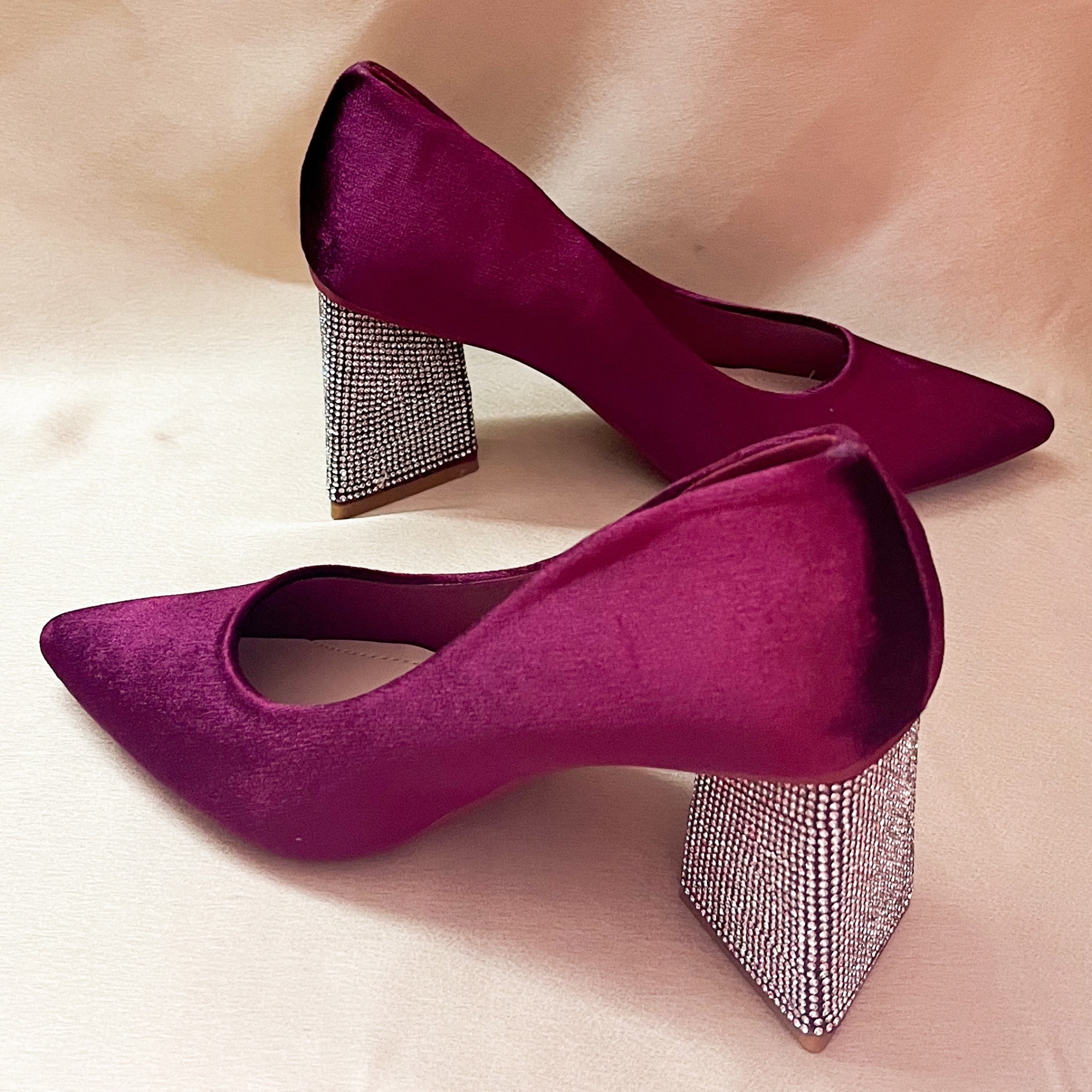 Sparkly Crystal Covered Block Heels IndianTrunk