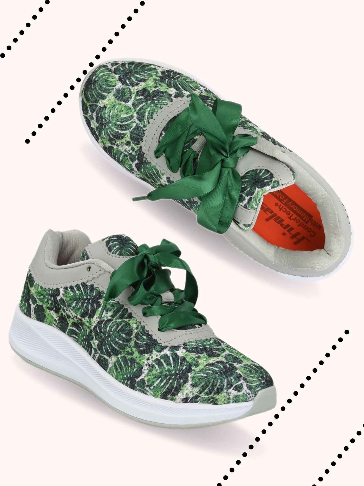 Hirolas® women's Green printed Mesh Fitness Sneaker shoes