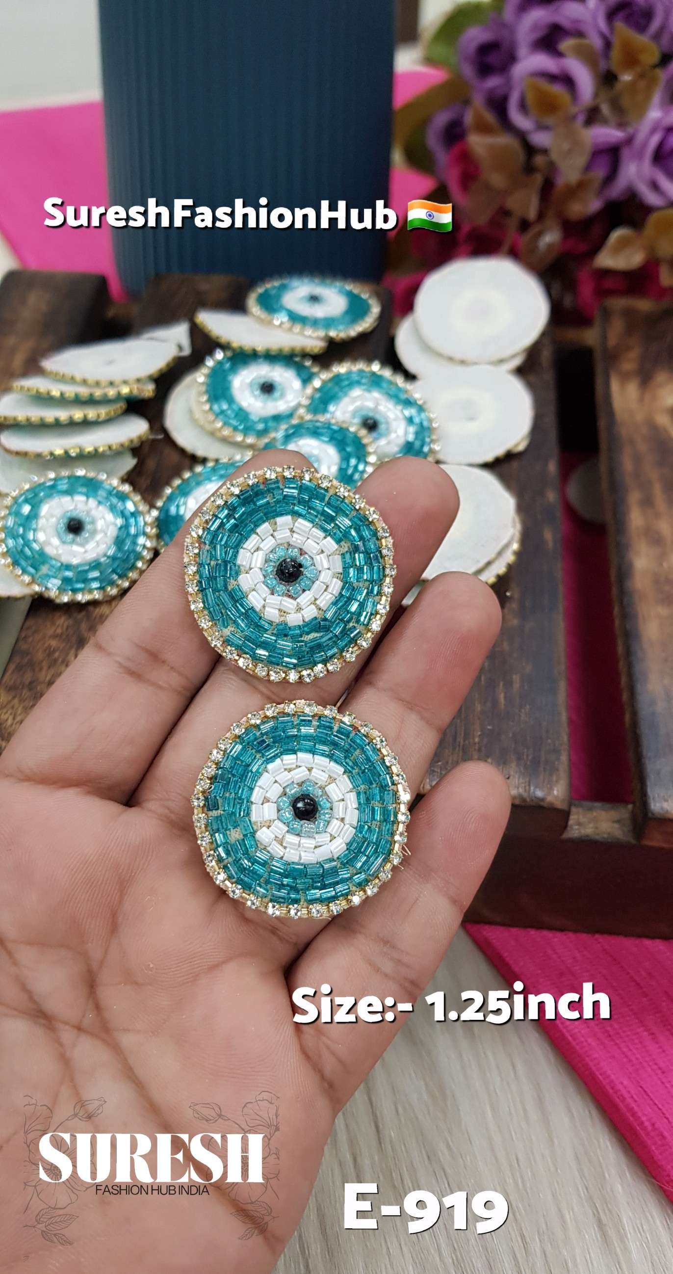 Rama Handmade Beaded Evil Eye Patch – E-919