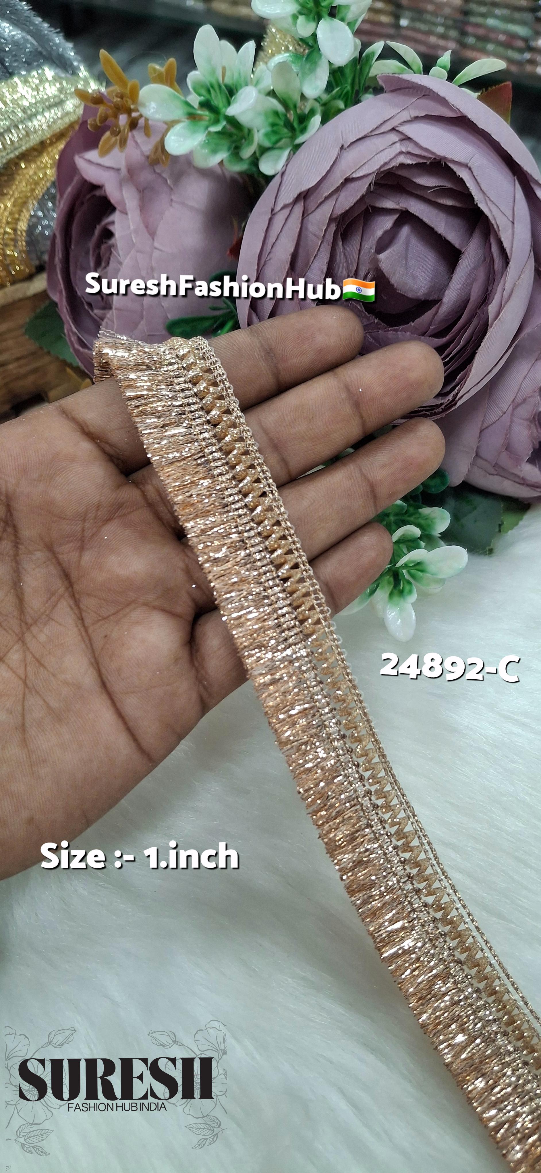 Rose Gold Badla Jhalar Lace