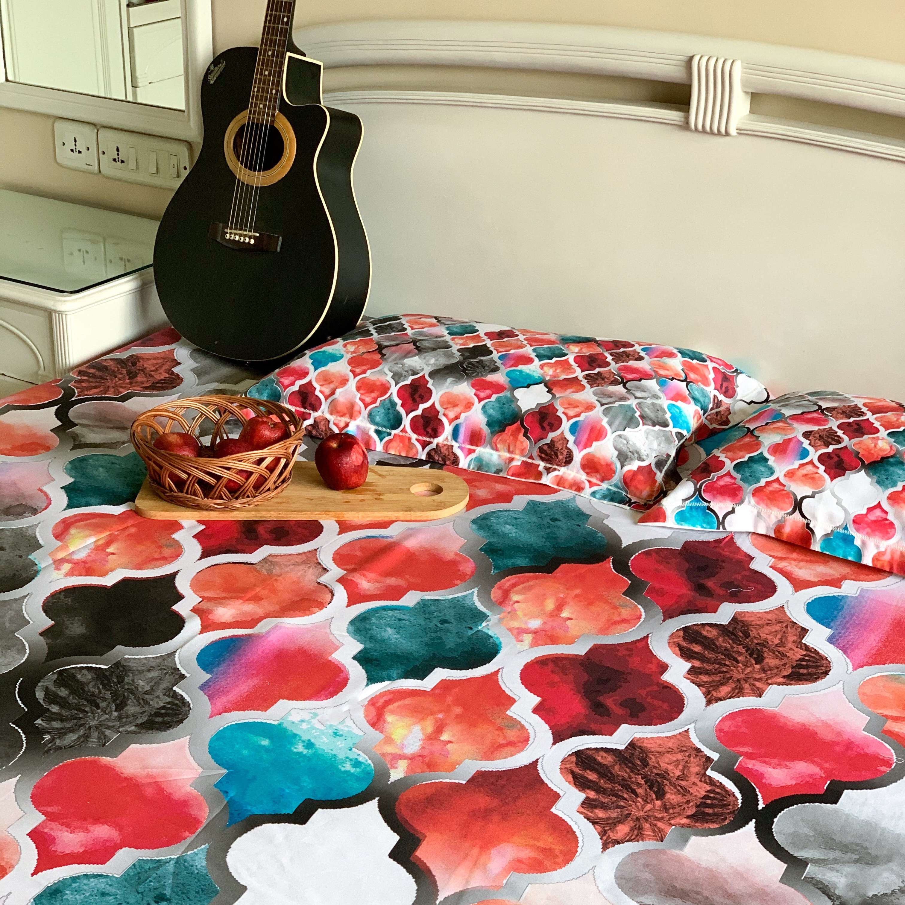 Boria Bistar | BORIA BISTAR 400 TC 100% Cotton California King 3D Digital Printed Bed Sheet|2