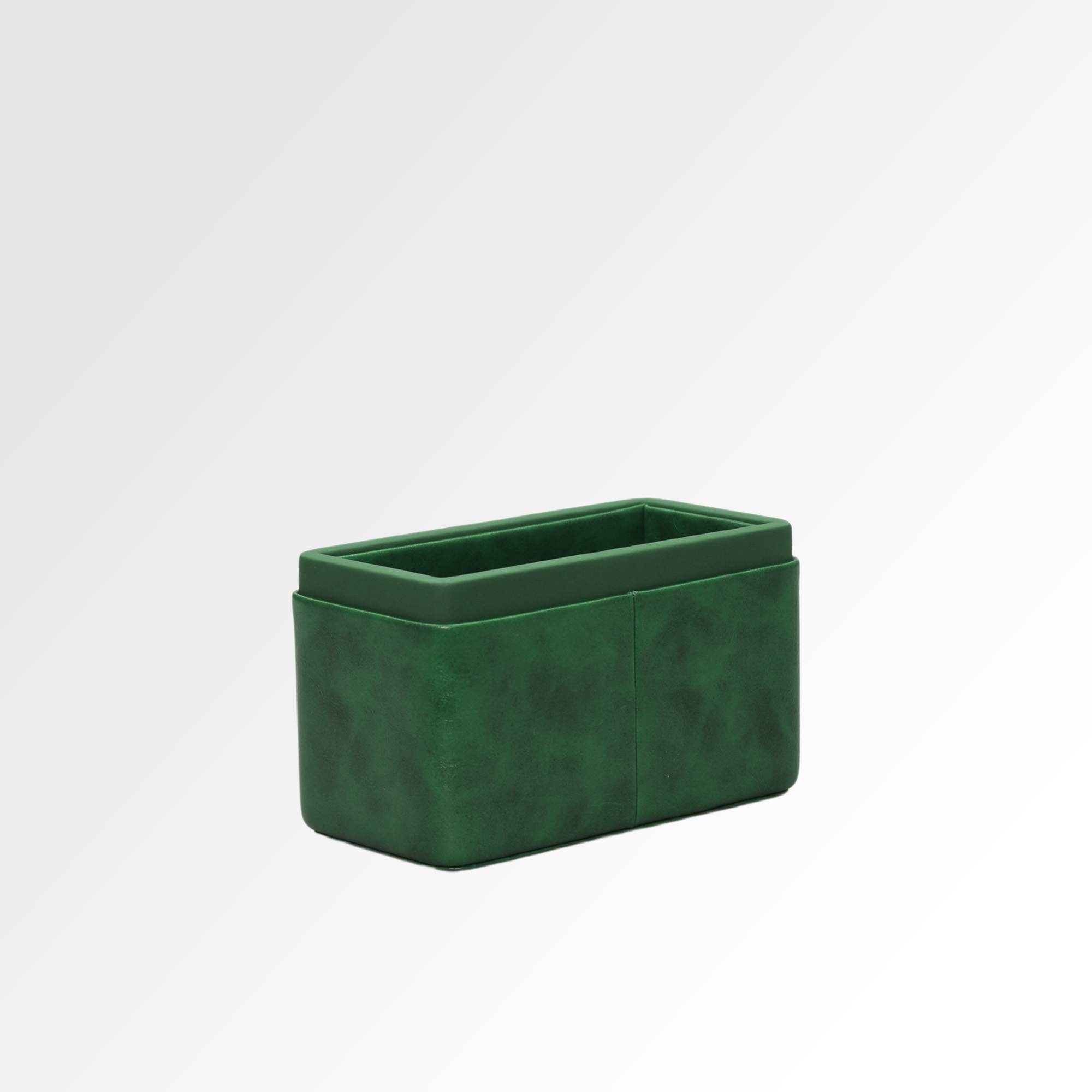 Pen/Pencil Holder | Faux Leather | Rectangular Medium | Moderno | Olive Green