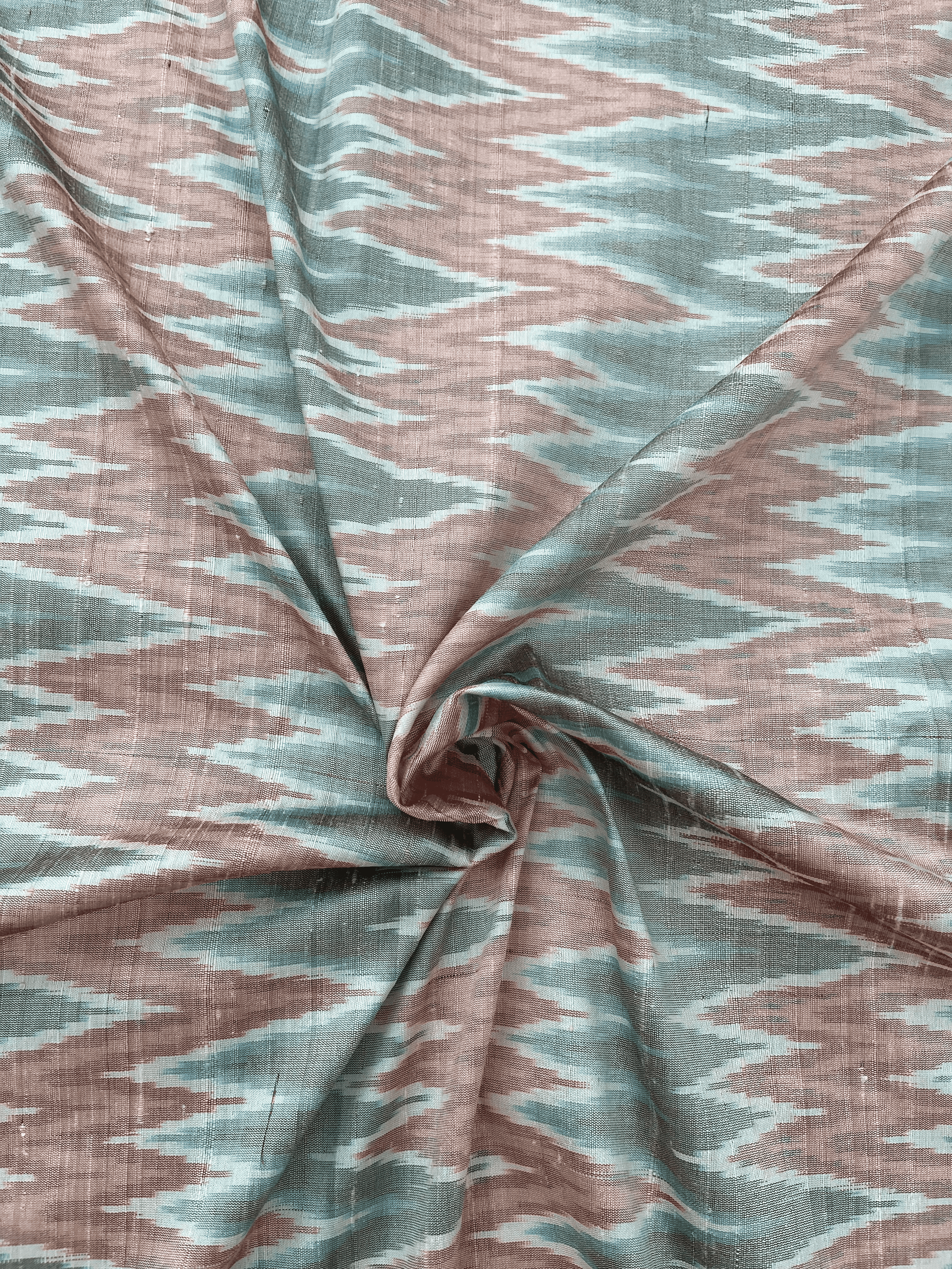 Raw Silk Handwoven Zig Zag Ikat Fabric