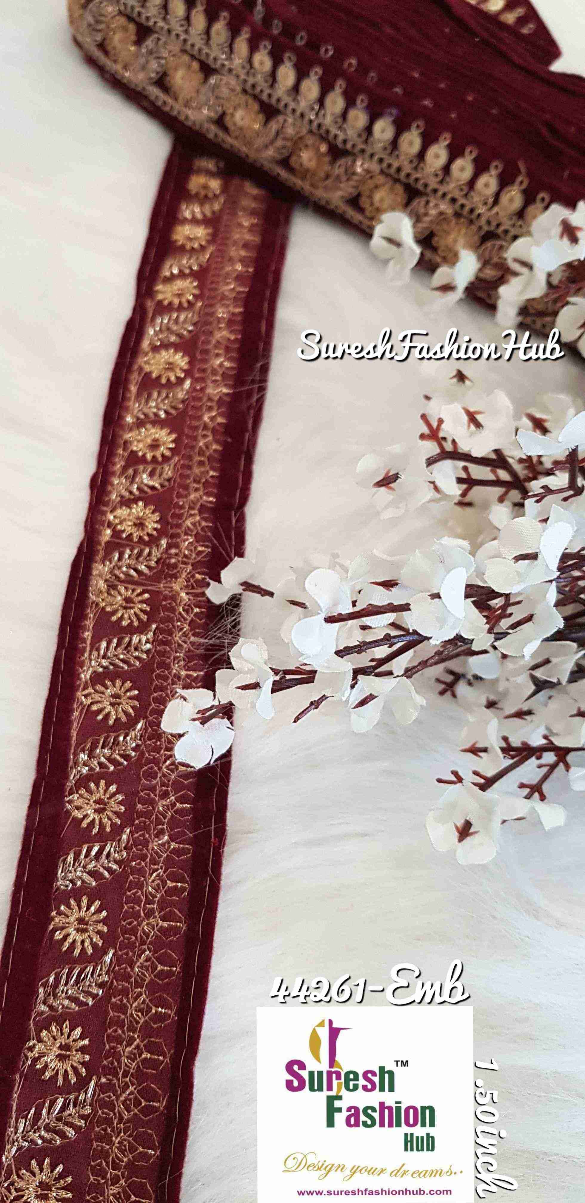 Vermillion Luxurious embroidered trim